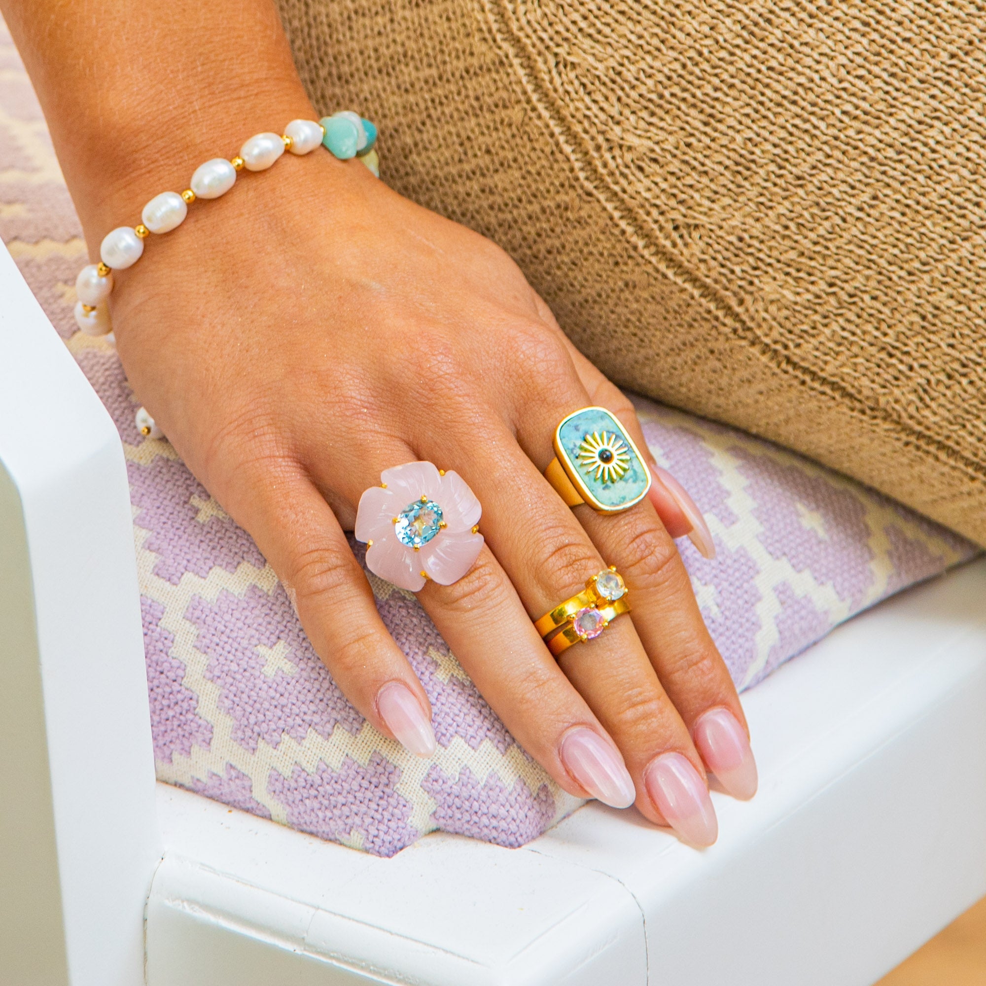 THE MAGNOLIA (Pink Chalcedony) Rings Jimena Alejandra