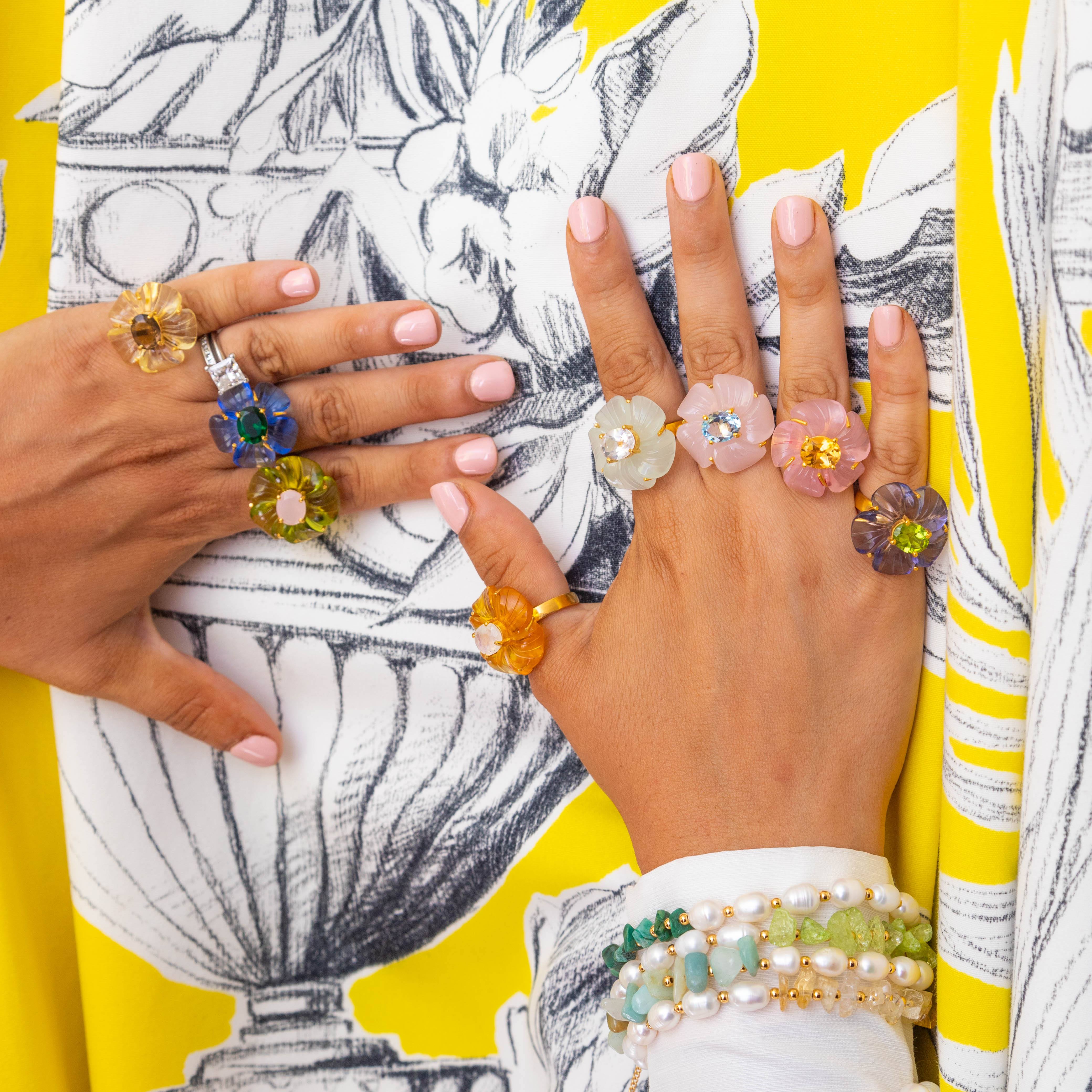 THE MAGNOLIA (Rose Quartz) Rings Jimena Alejandra