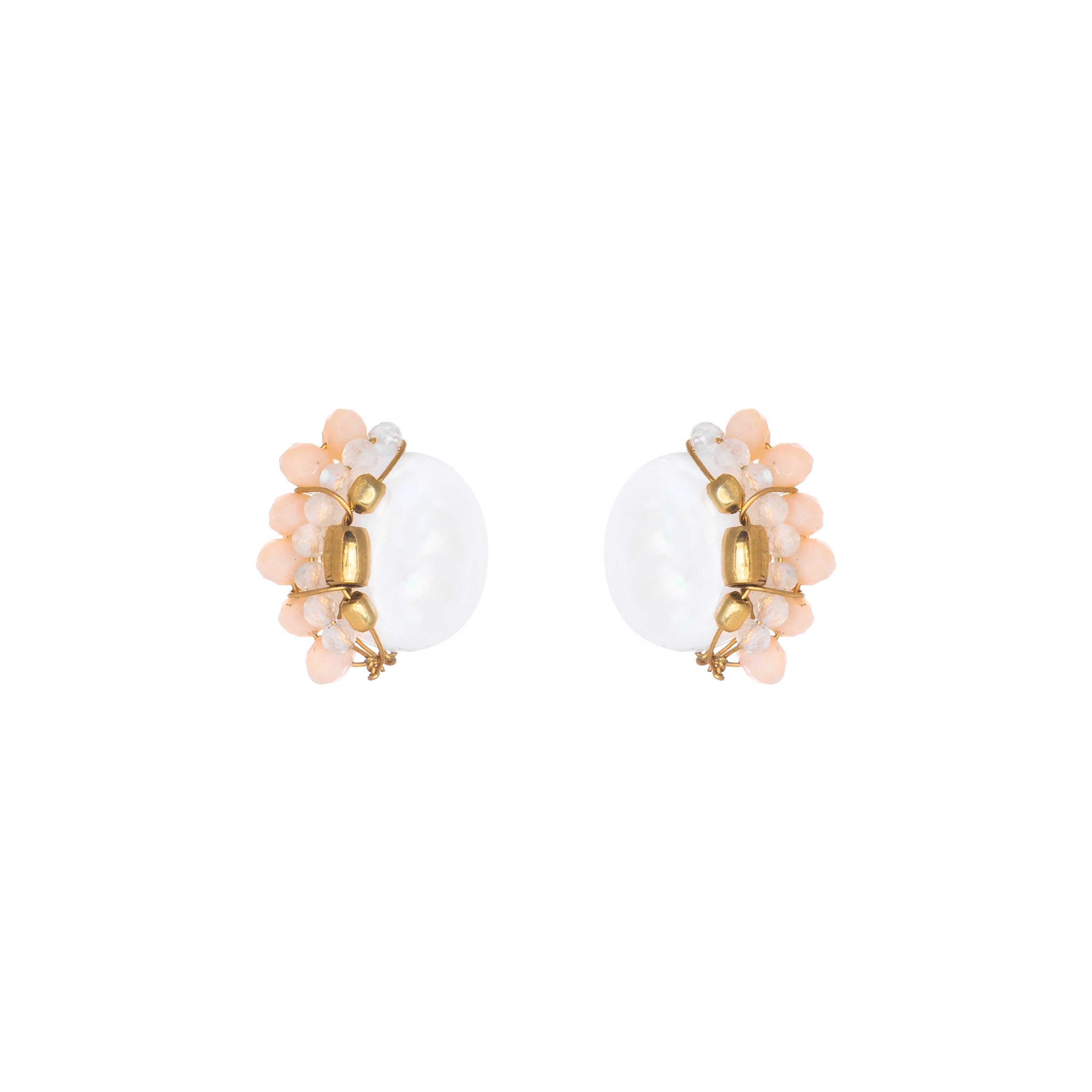 THE MARIANNA Earrings Jimena Alejandra Brass White Agate (Seashell)