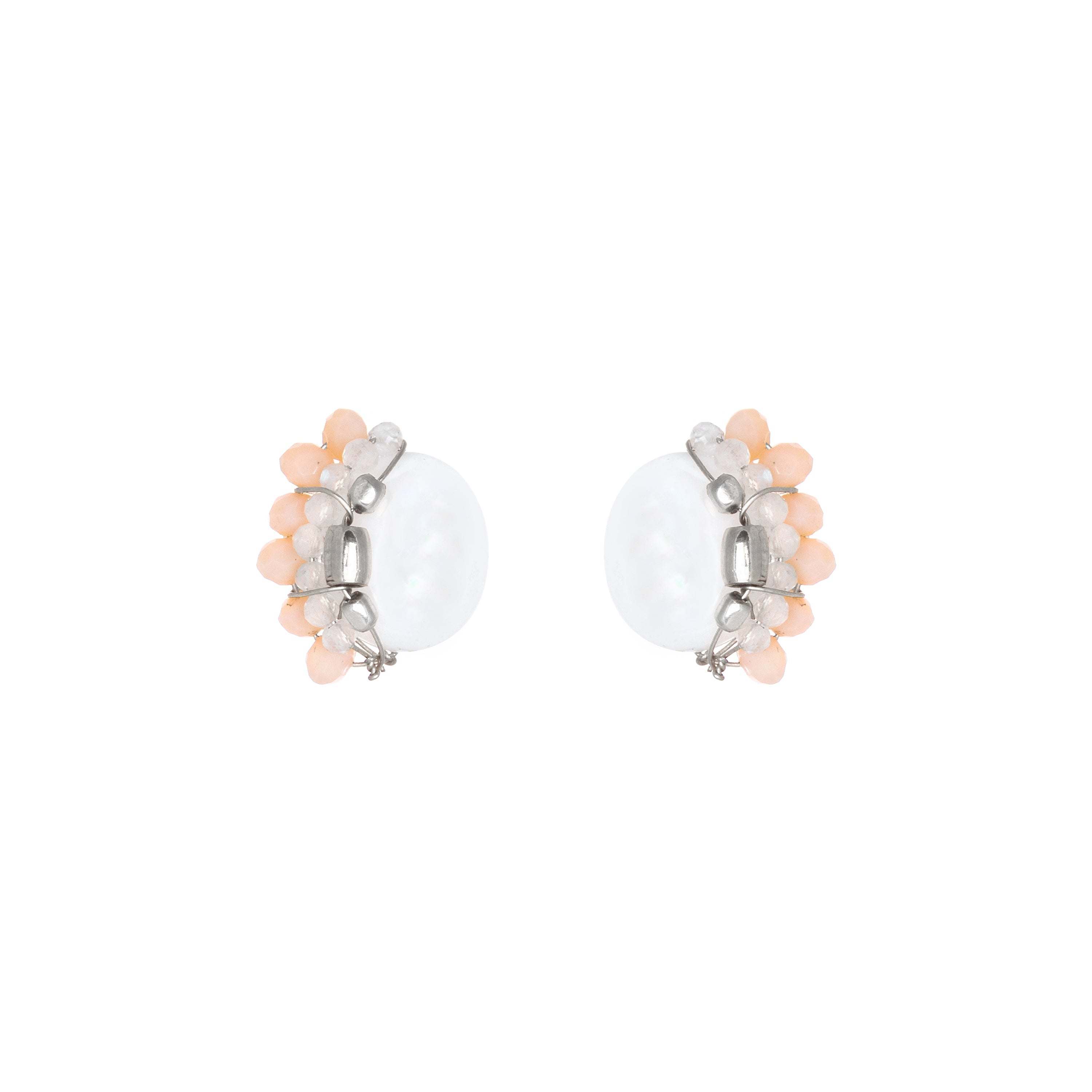 THE MARIANNA Earrings Jimena Alejandra Silver White Agate (Seashell)