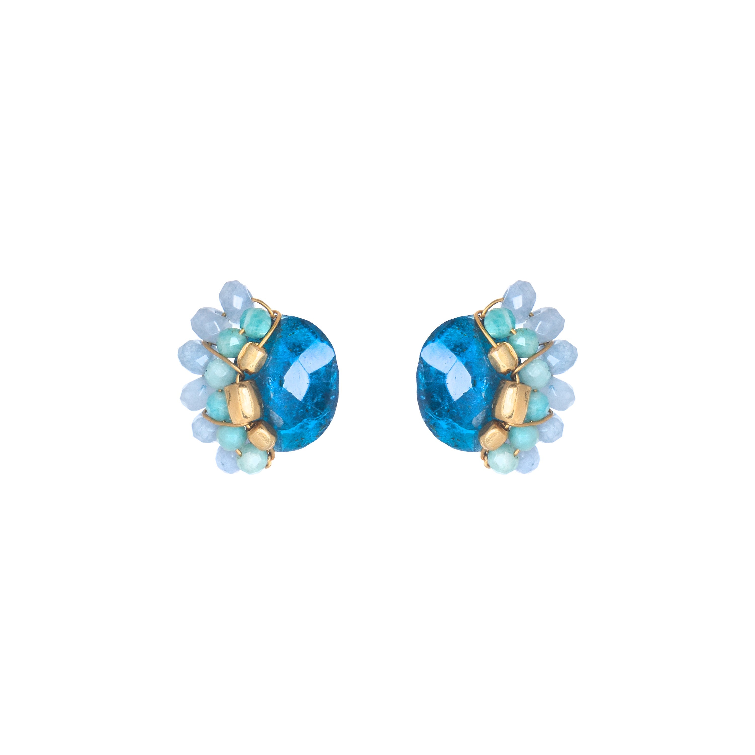 THE SASHA Earrings Jimena Alejandra Brass Apatite (LightBlue)