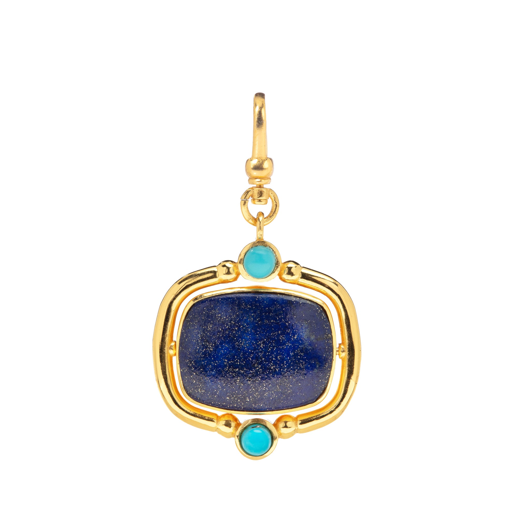 The Odette: 4-in-1 Cushion Gemstone Charm (Lapis Lazuli and Pink Opal)