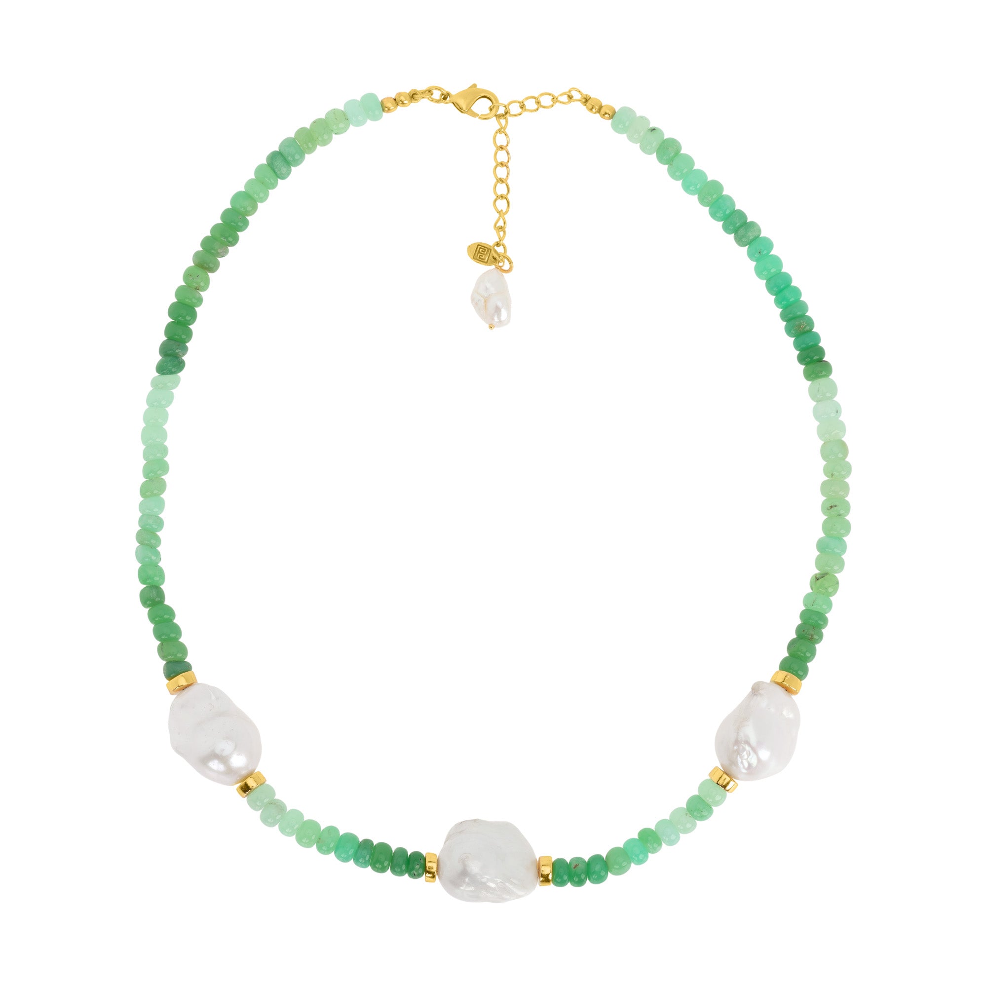 Chrysoprase And Baroque Pearl Necklace: The Jenna