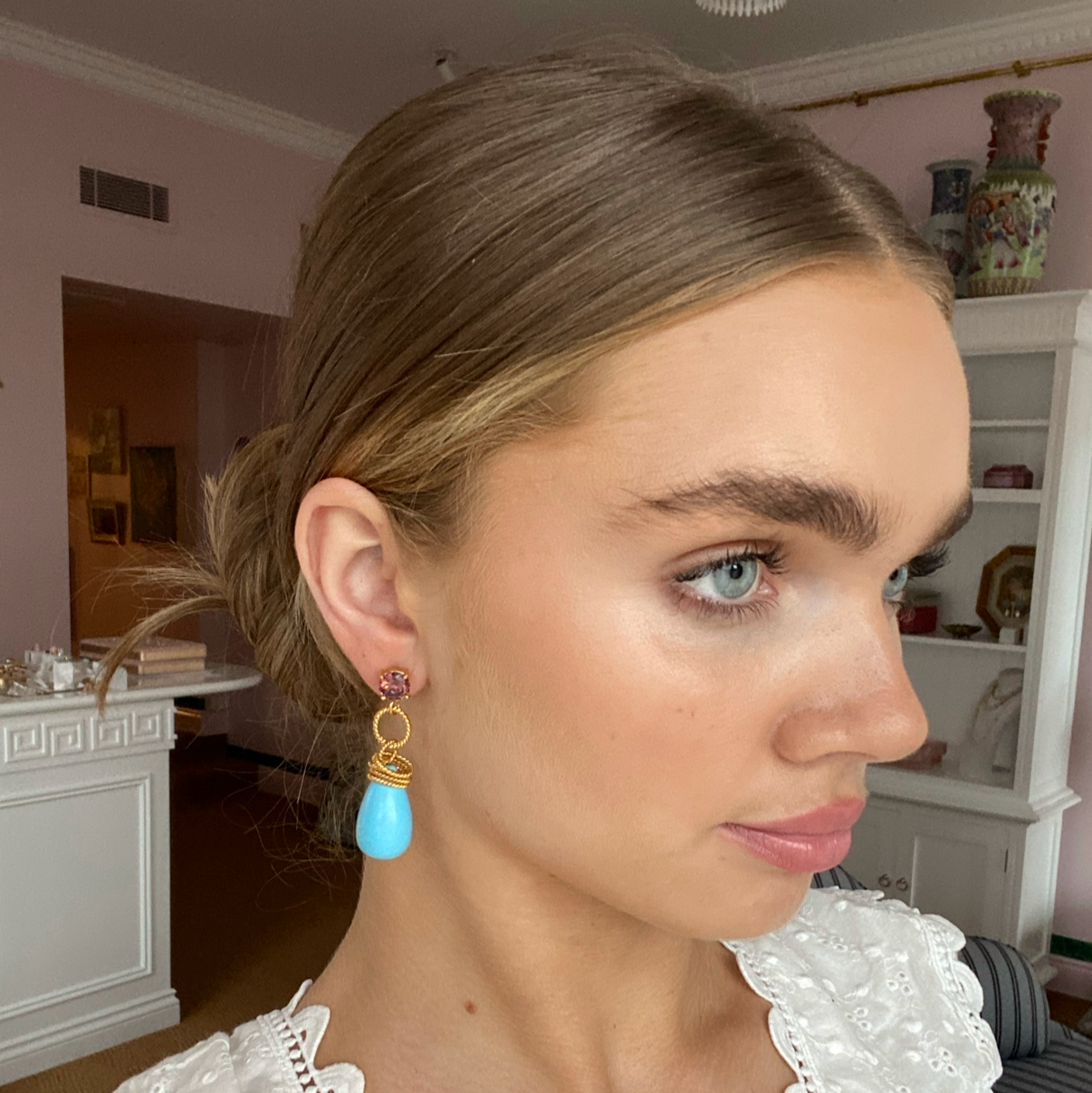 Double Gemstone Drop Earrings: The Clarissa