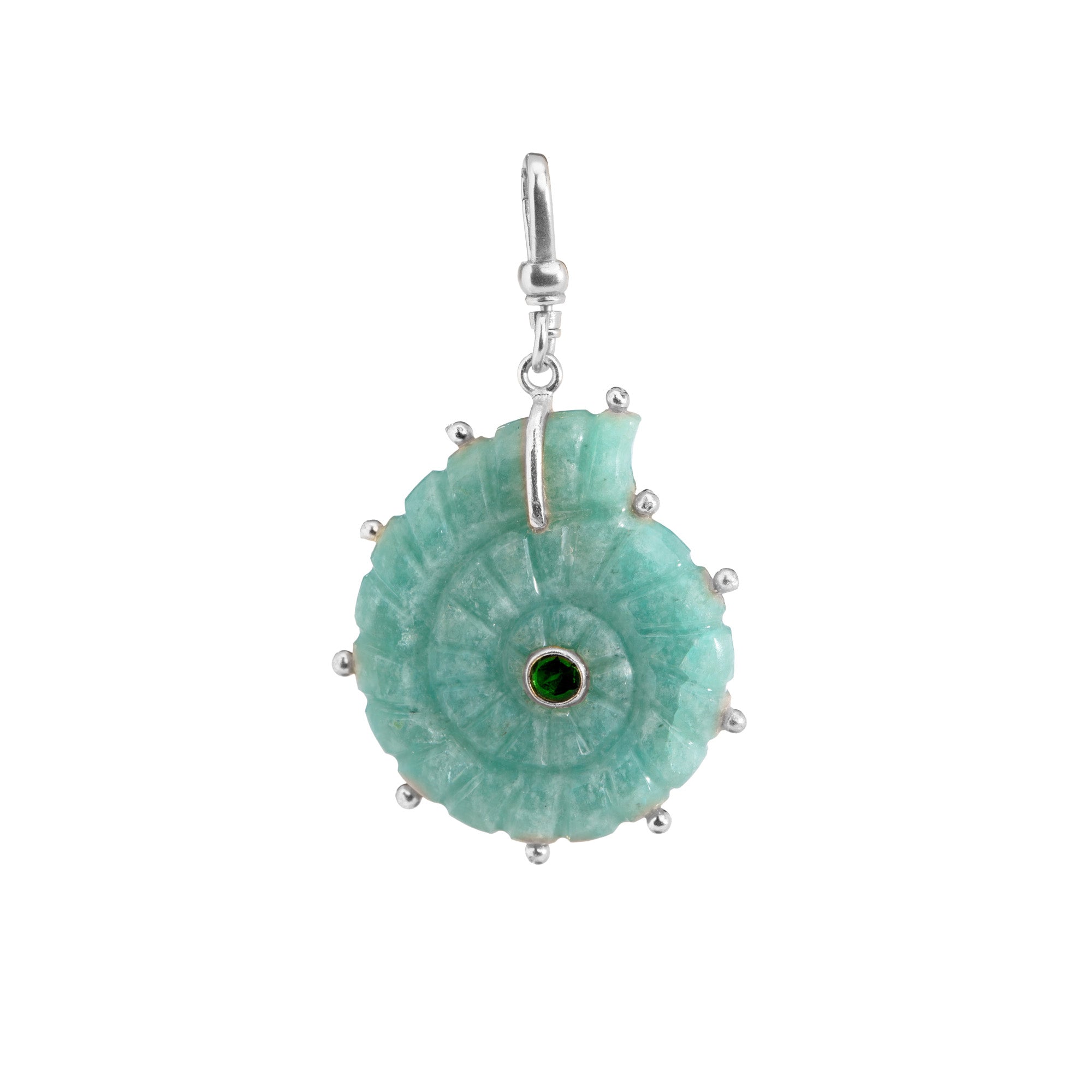 The Marina: Amazonite Reversible Carved Ammonite Shell