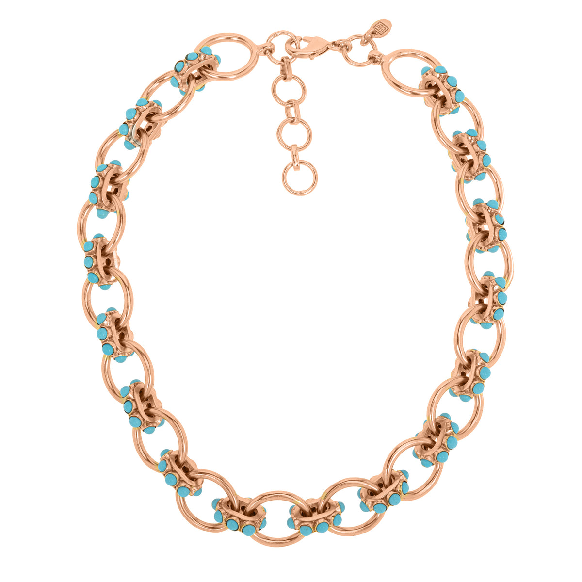 Chunky Link Gold Necklace With Turquoise: The Nicola