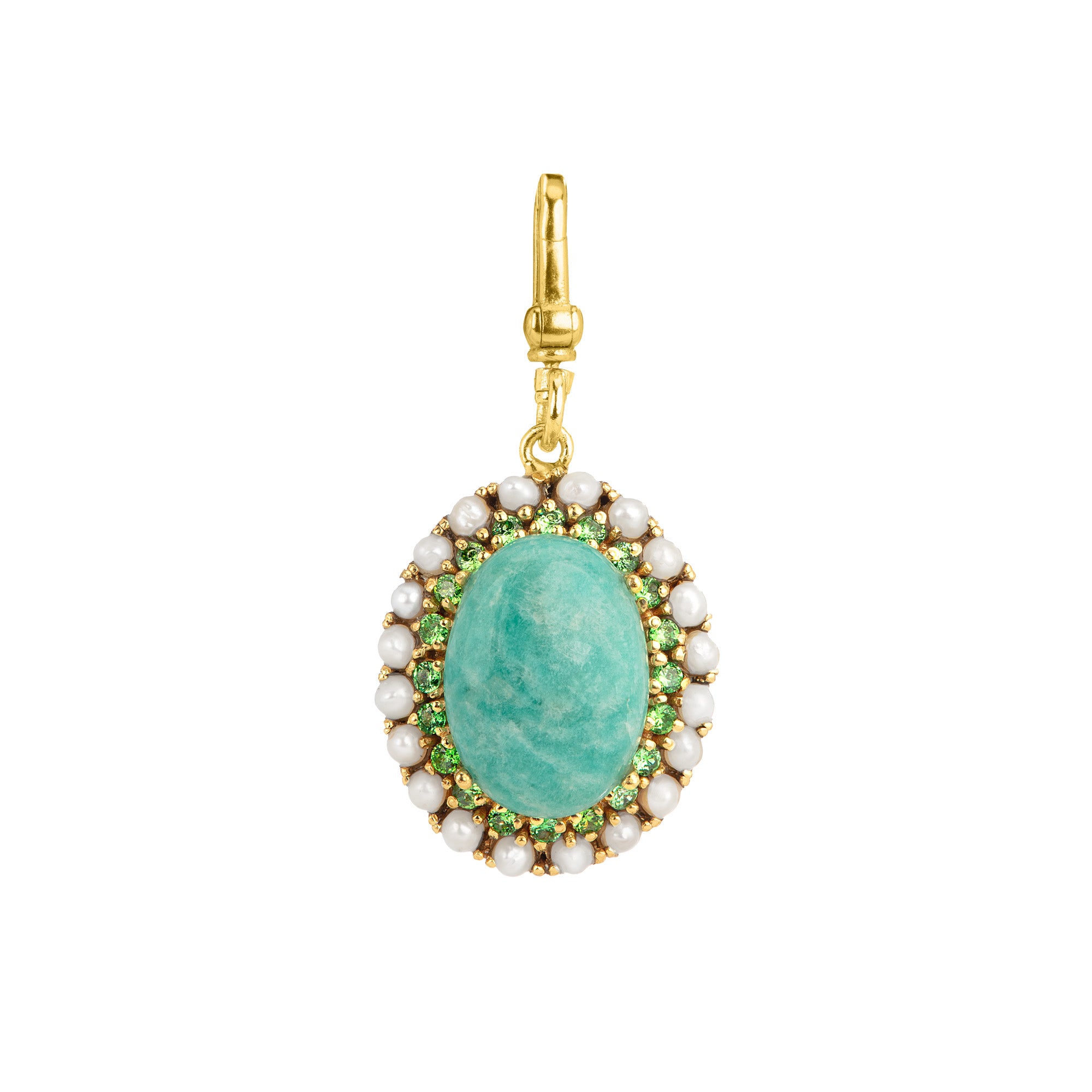 Amazonite & Pearl Oval Charm: The Catherine