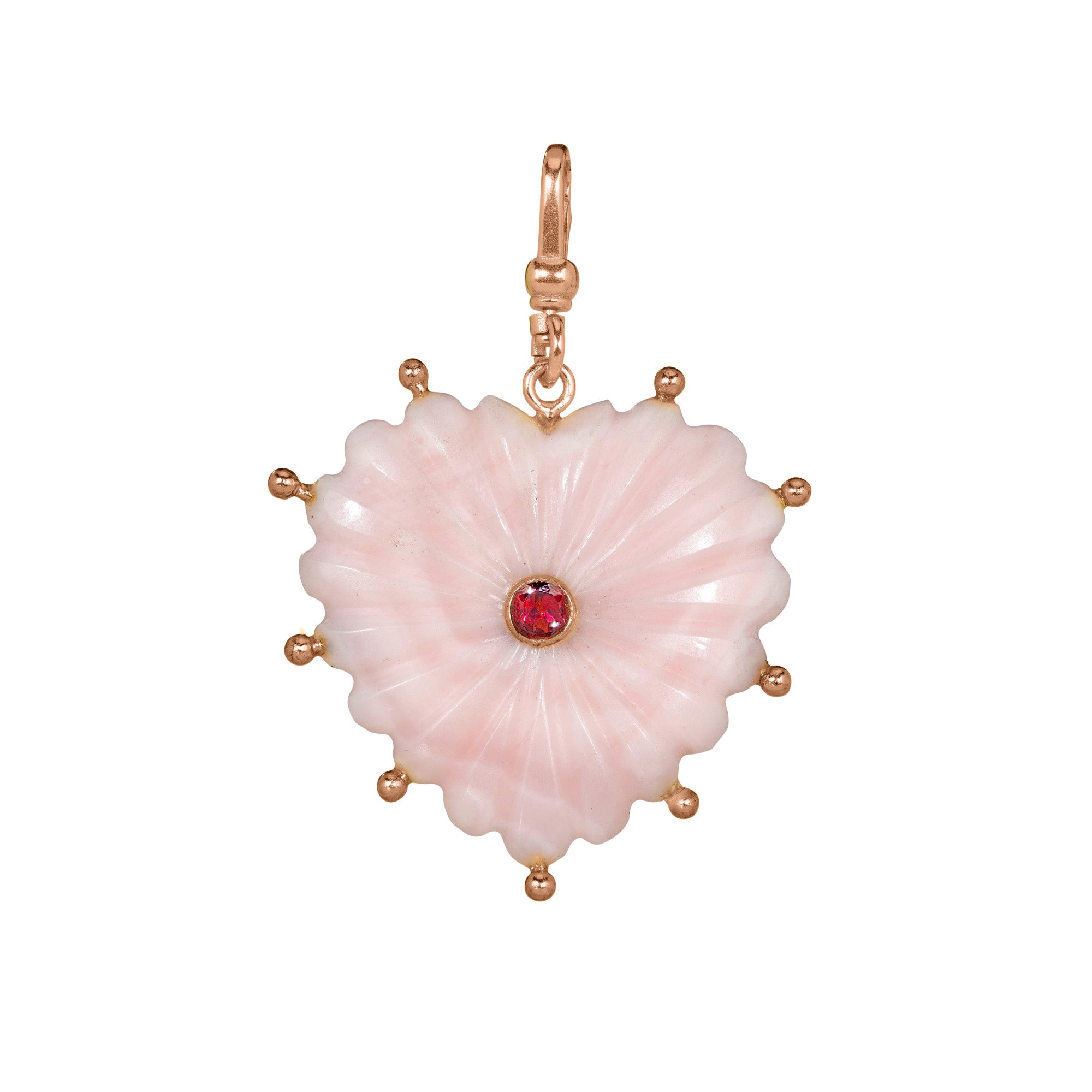 The Mabel: Reversible Carved Pink Opal Heart