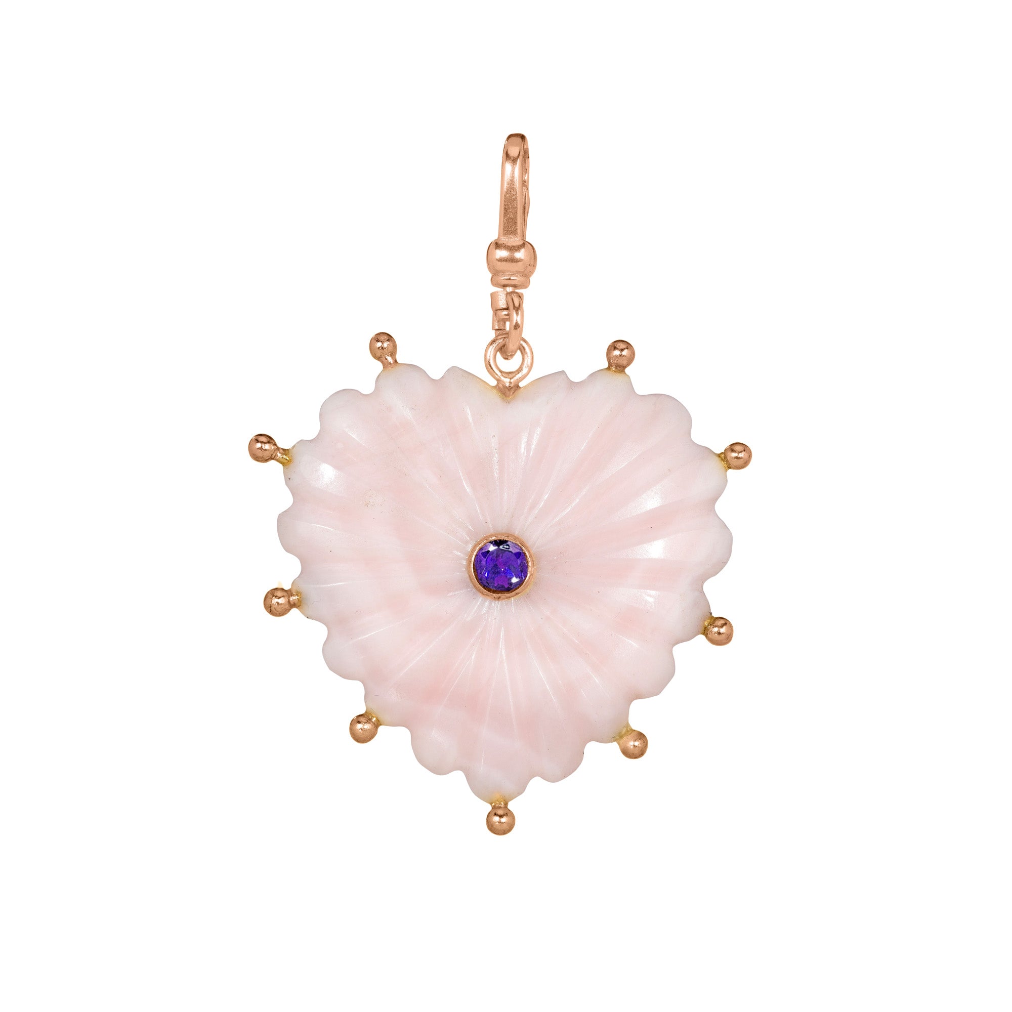 The Mabel: Reversible Carved Pink Opal Heart