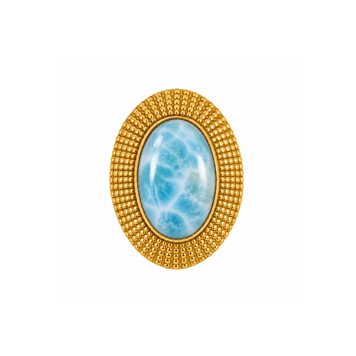 Large Oval Larimar Ring: The Cleopatra