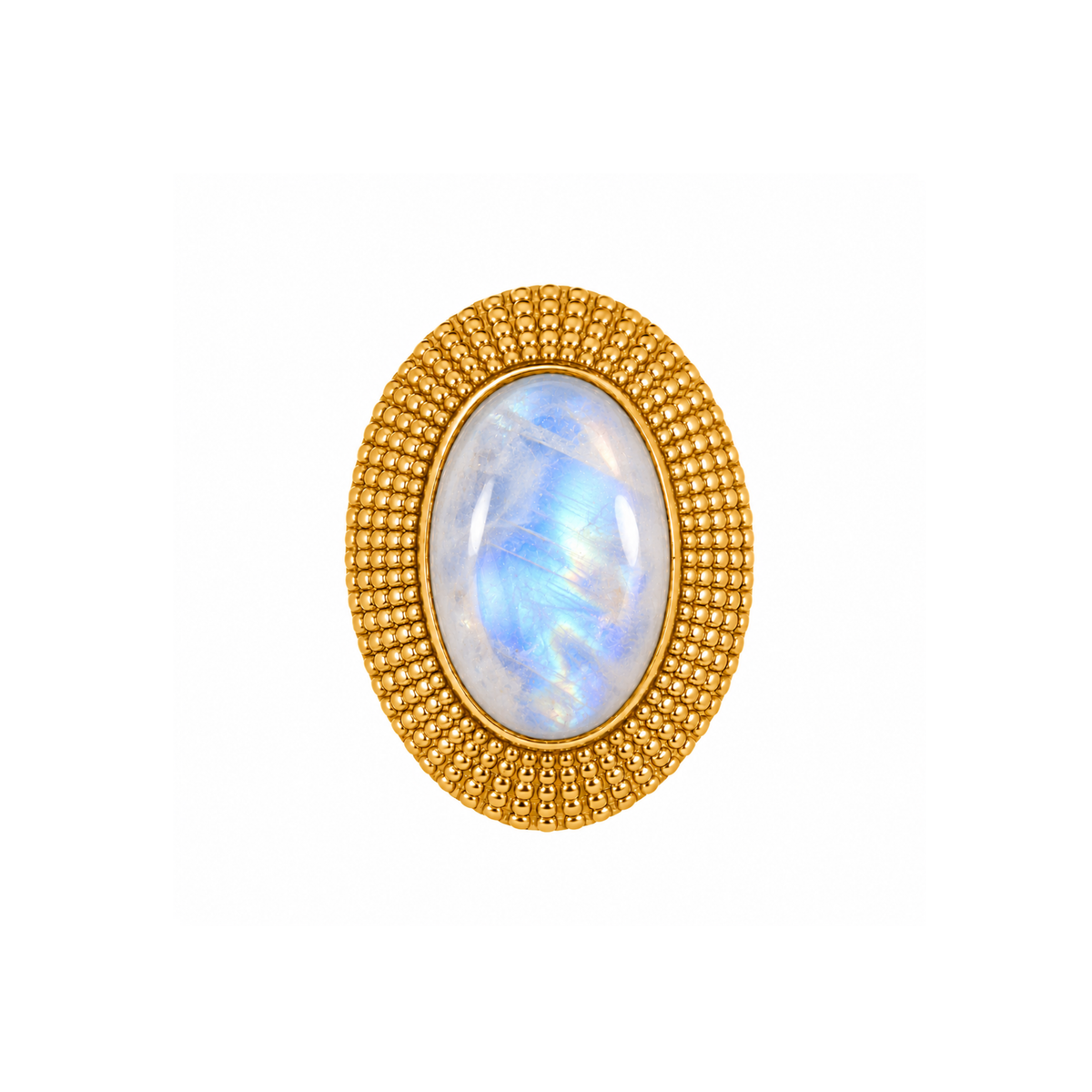 Large Oval Rainbow Moonstone Ring: The Cleopatra