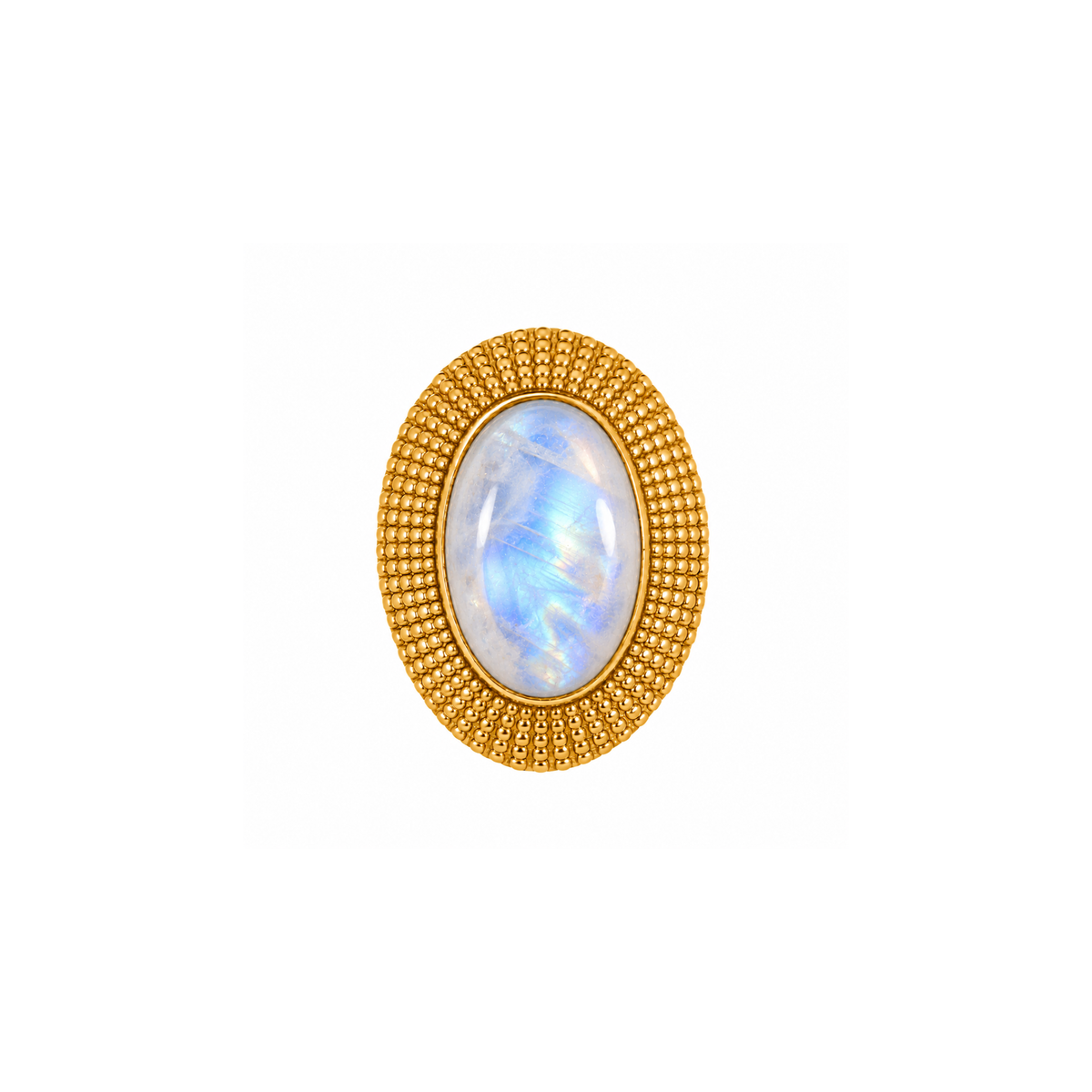 Small Oval Rainbow Moonstone Ring: The Cleopatra