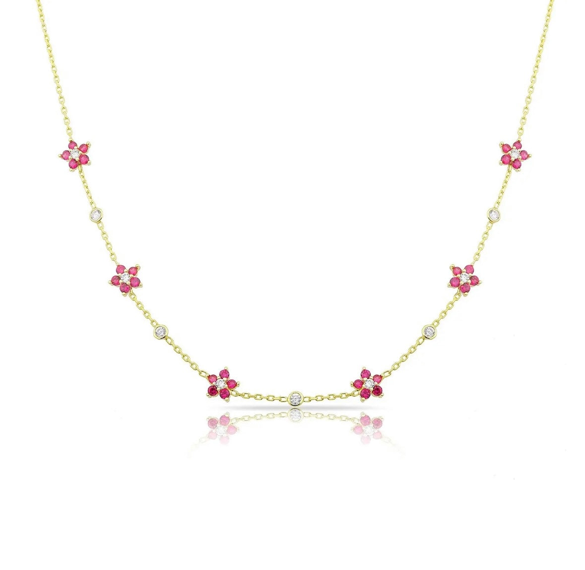 Dainty Gemstone Floral Necklace: The Miriani
