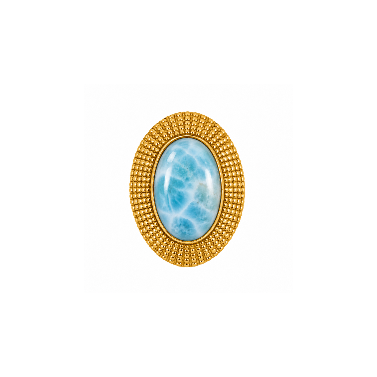 Small Oval Larimar Ring: The Cleopatra