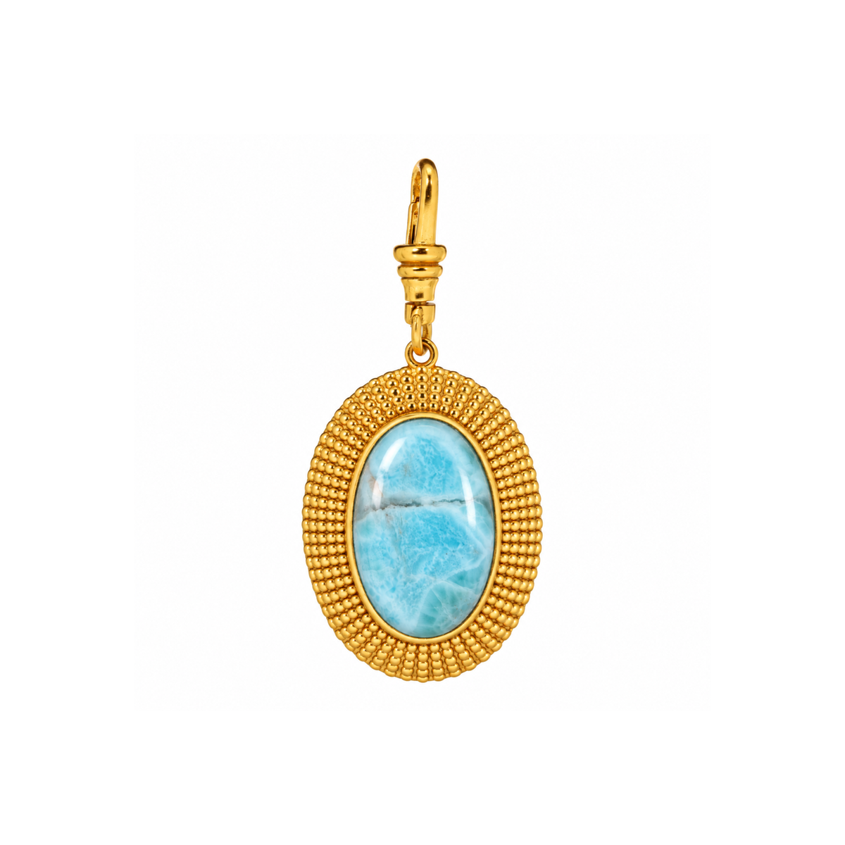 Large Oval Larimar & Lapis Lazuli Charm: The Cleopatra