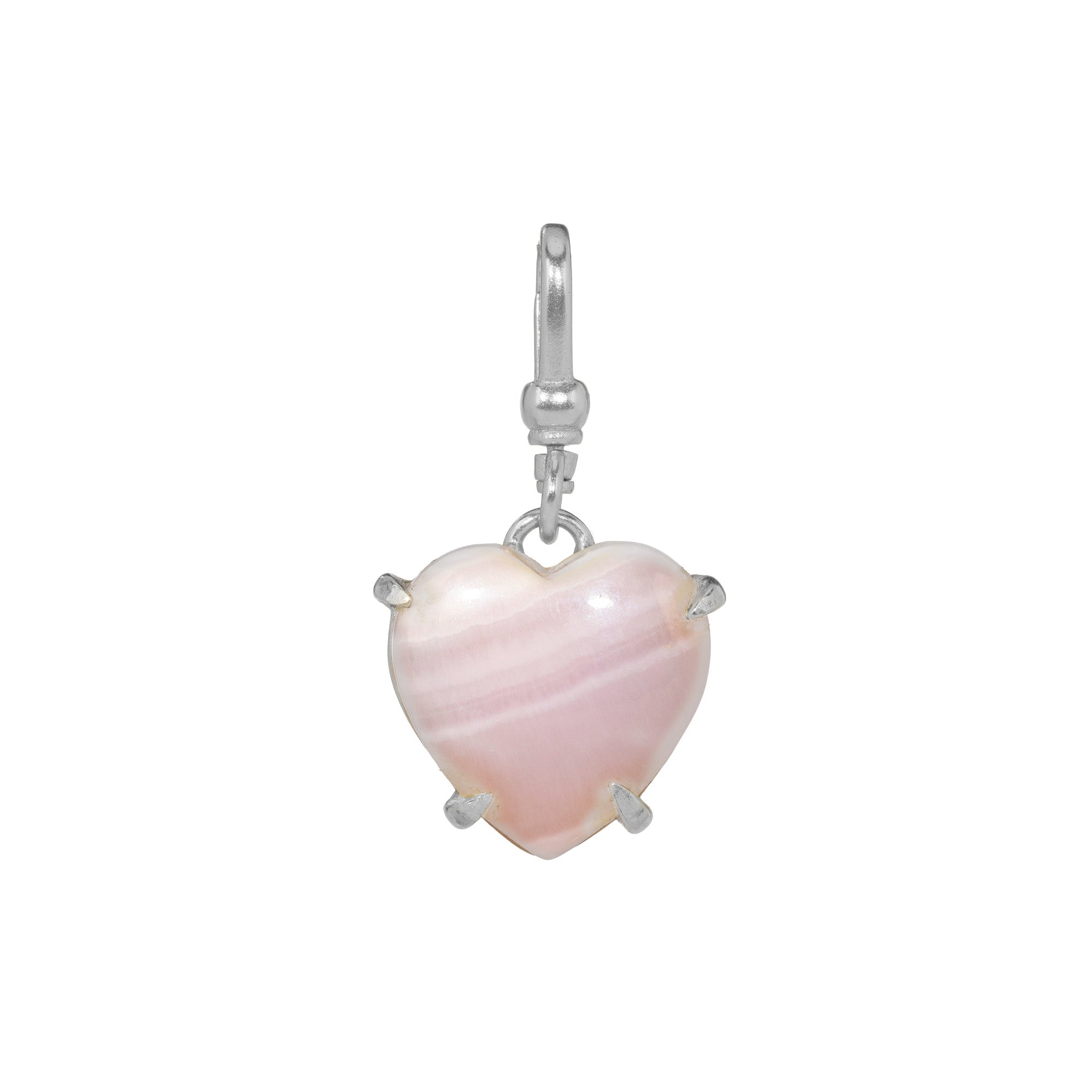 Small Pink Aragonite Love Heart Charm