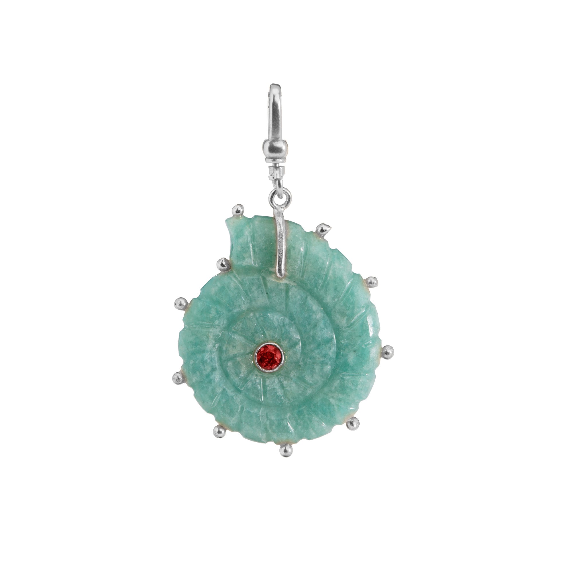 The Marina: Amazonite Reversible Carved Ammonite Shell