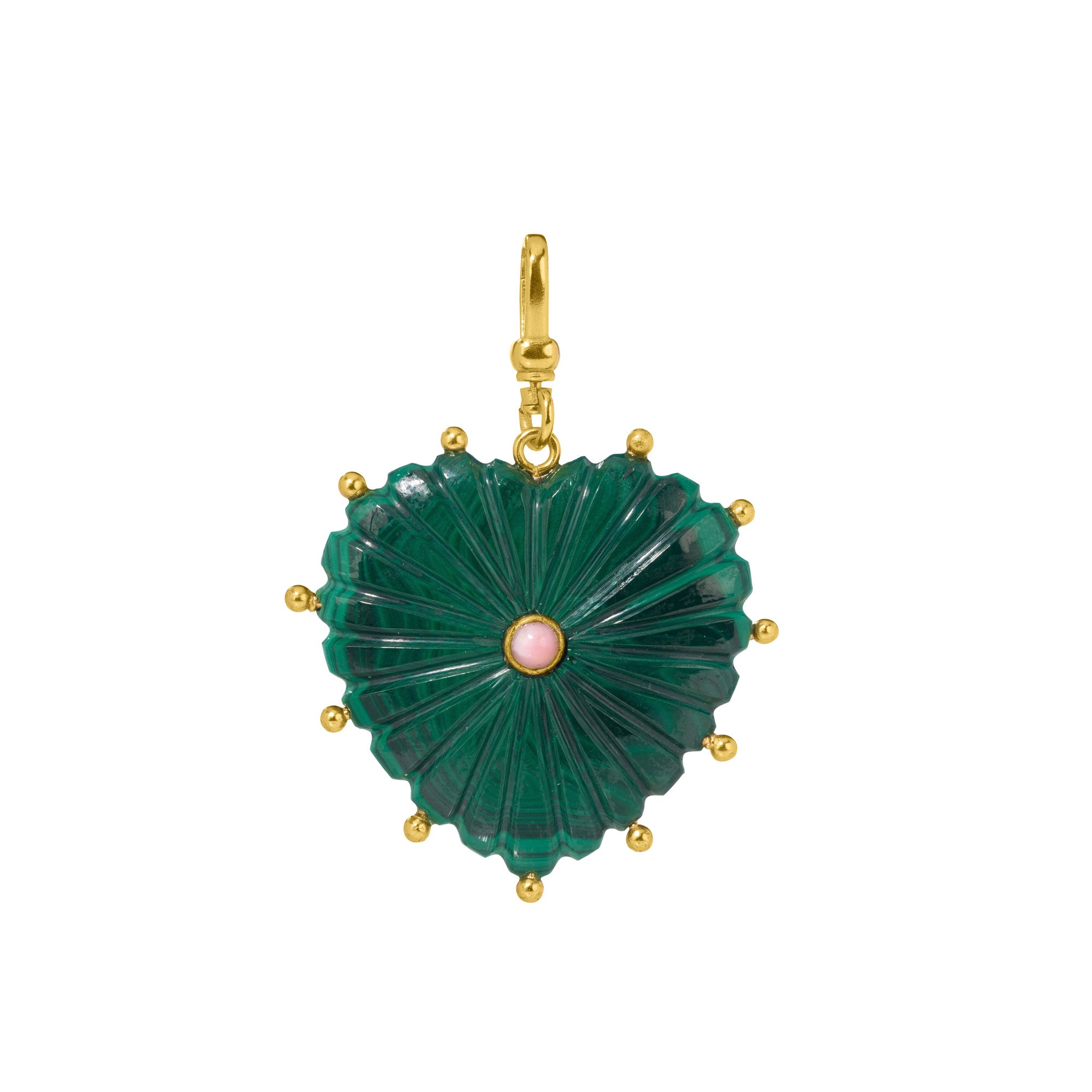 Reversible Carved Malachite Heart: The Mabel