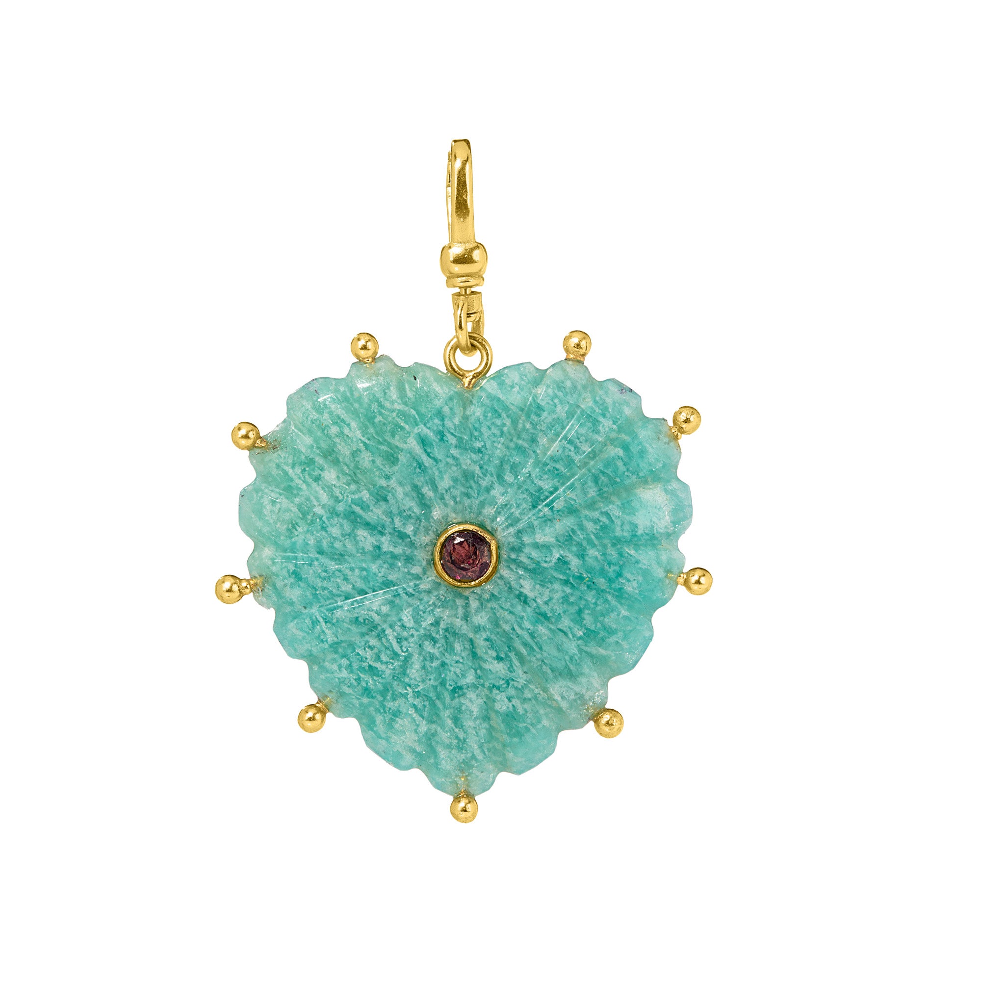 Reversible Carved Amazonite Heart: The Mabel