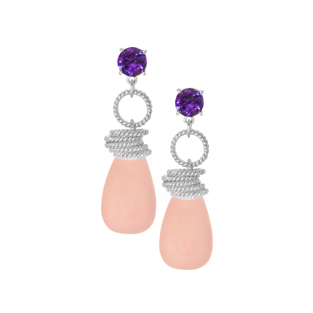 Amethyst and Coral Drop Earrings: The Clarissa