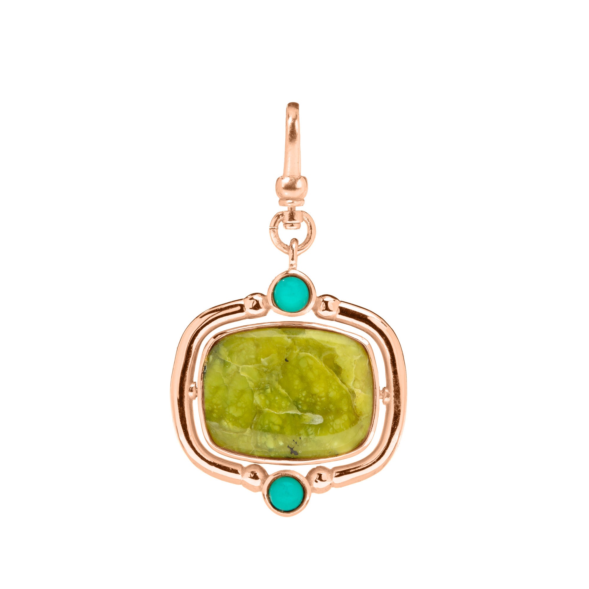 The Odette: 4-in-1 Cushion Gemstone Charm (Lizardite and Arizona Turquoise)
