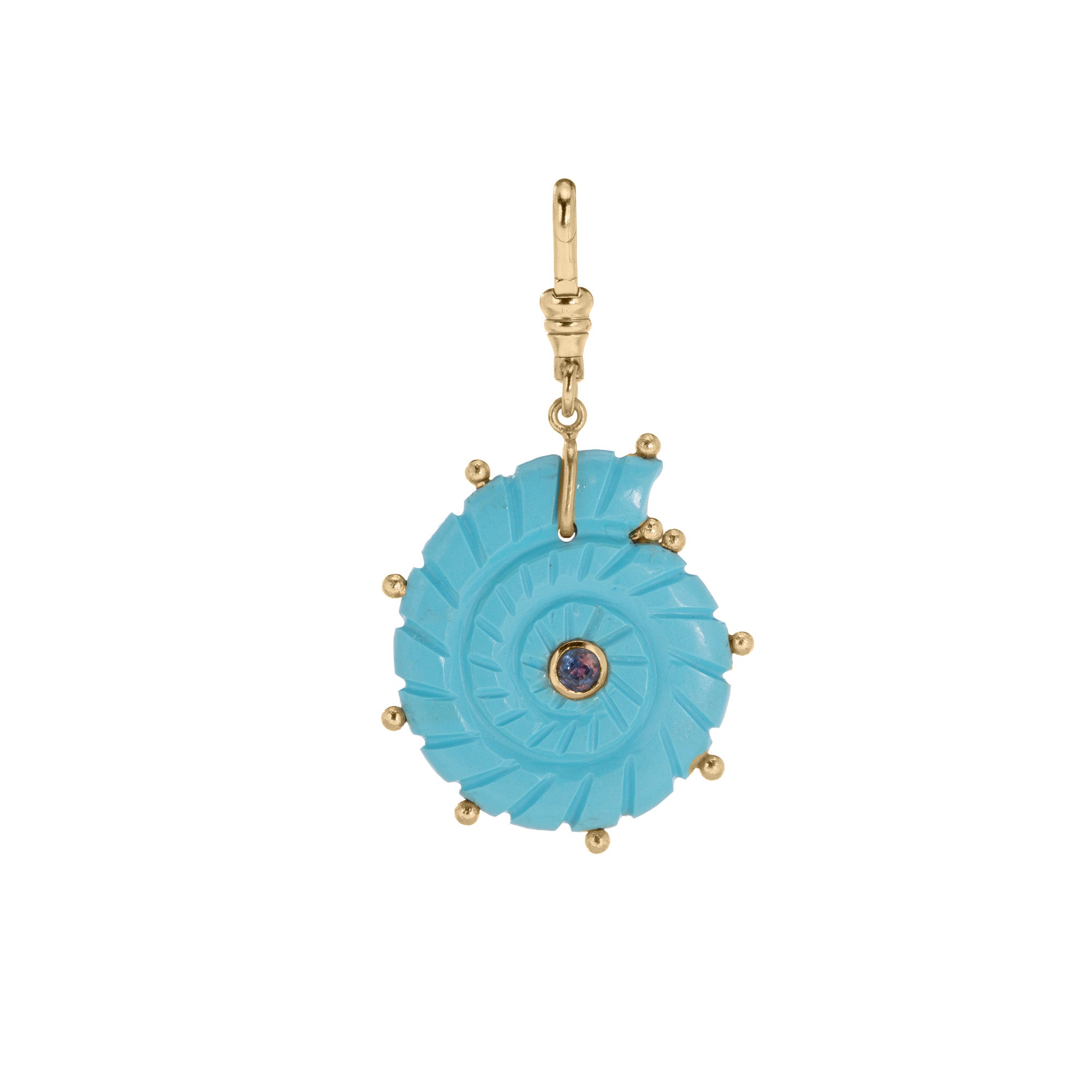 The Marina: Reversible Carved Turquoise Ammonite Shell