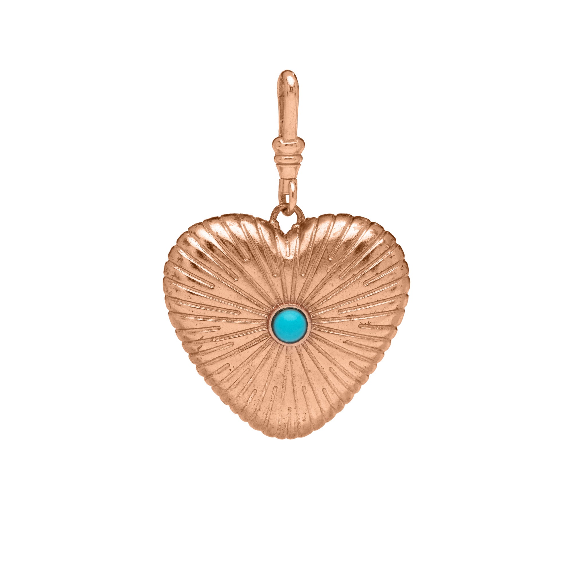 Engraved Puffy Heart Reversible Gemstone Charm