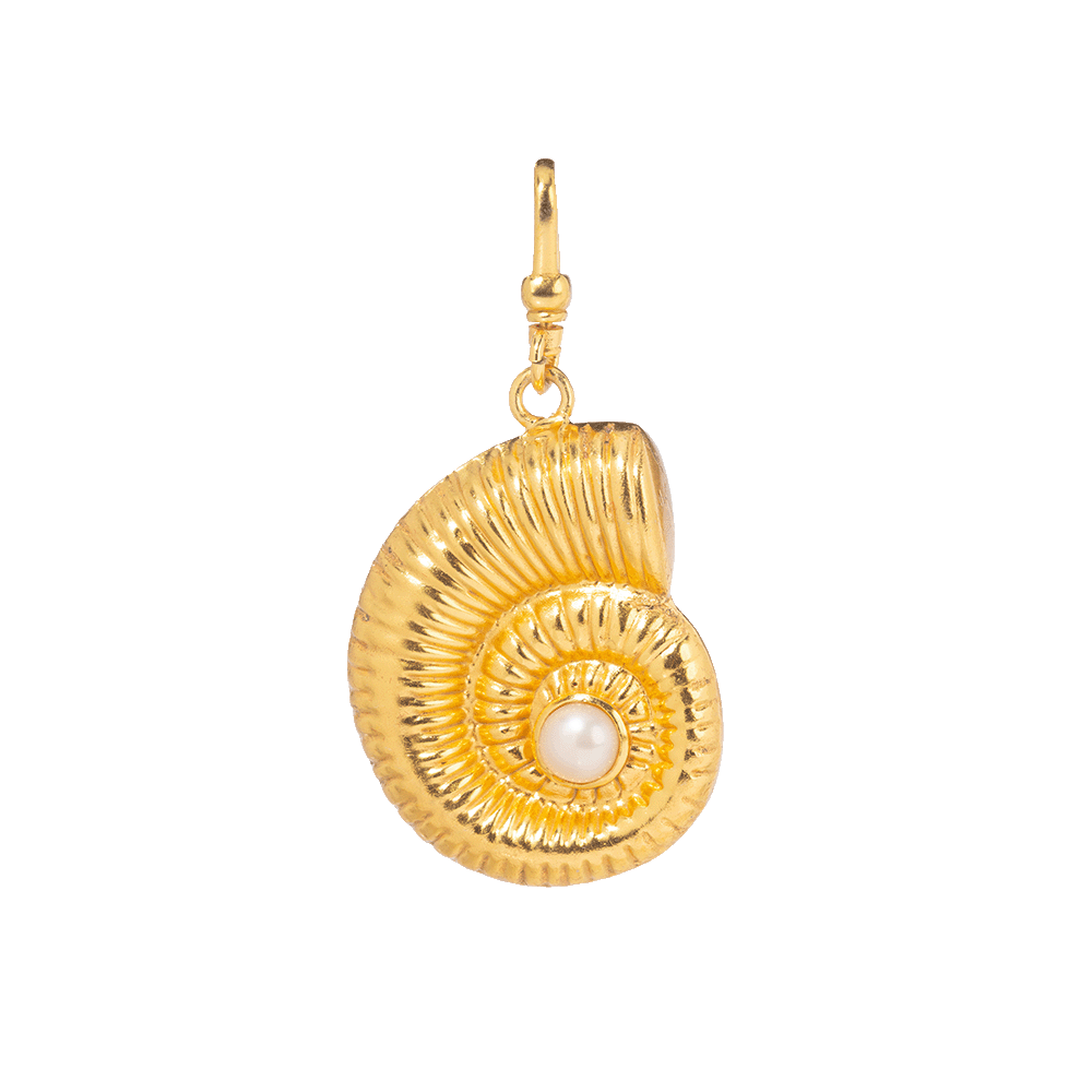The Aurora : Reversible Ammonite Gold Shell (Coral & Pearl)