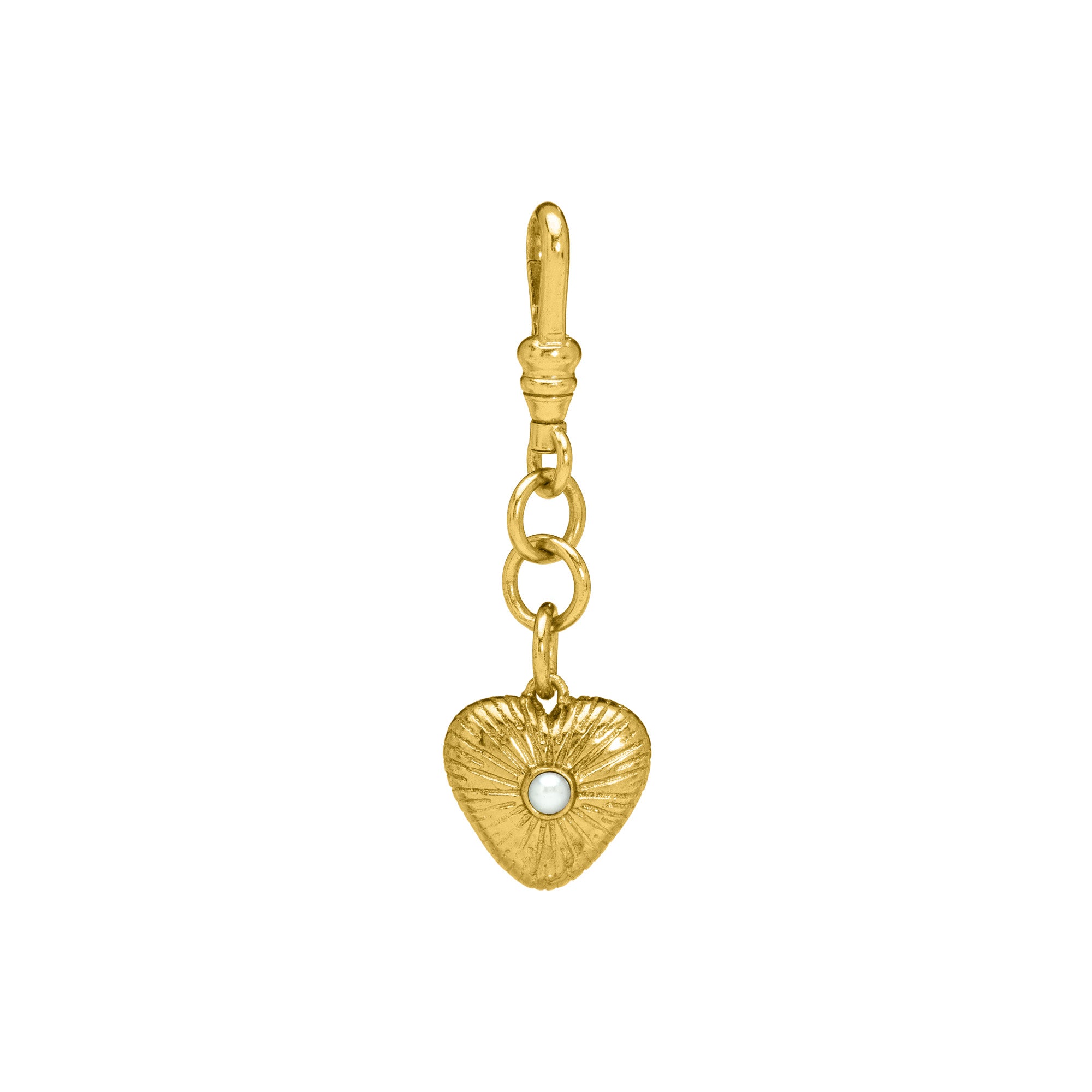 Engraved Puffy Heart Reversible Gemstone Charm
