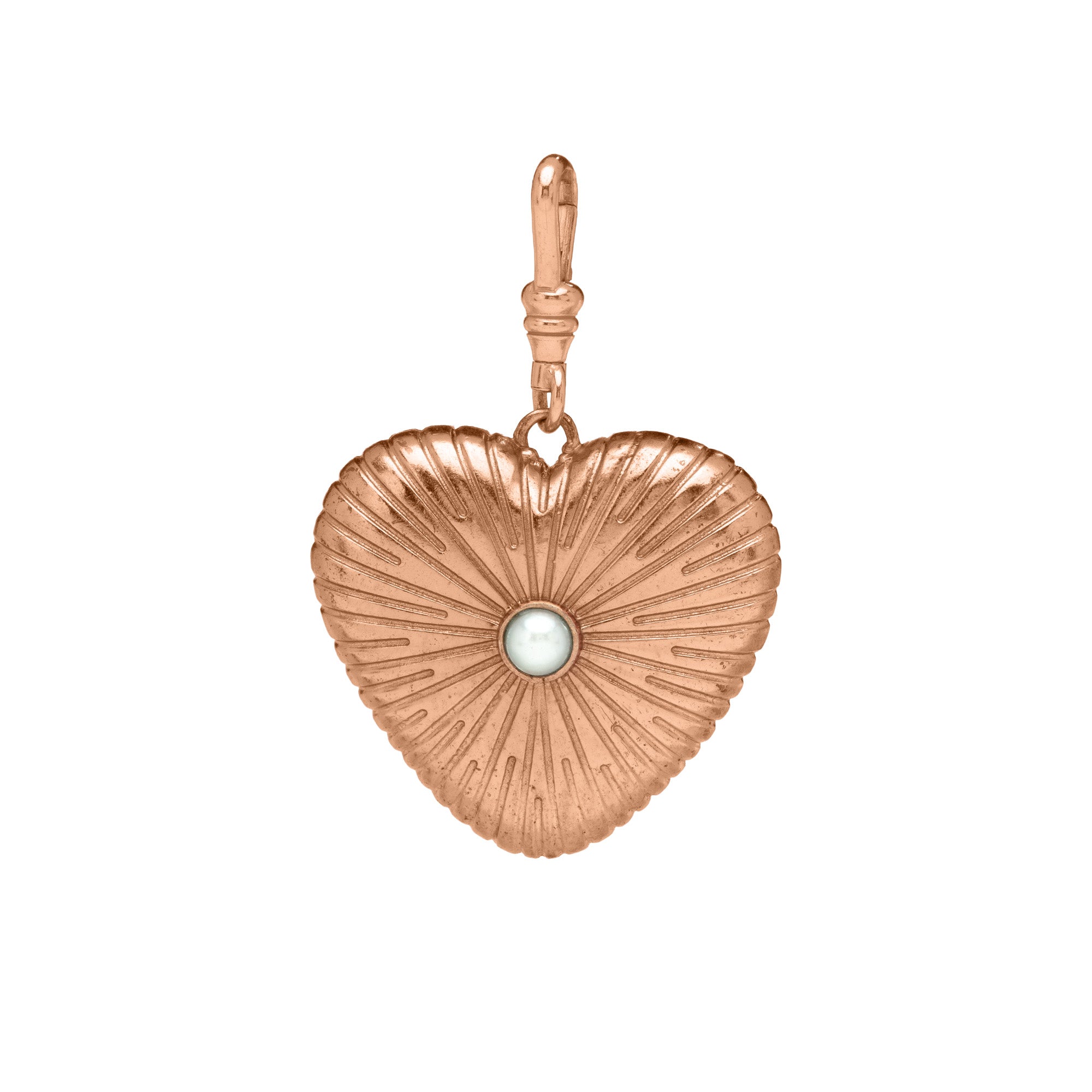 Engraved Puffy Heart Reversible Gemstone Charm