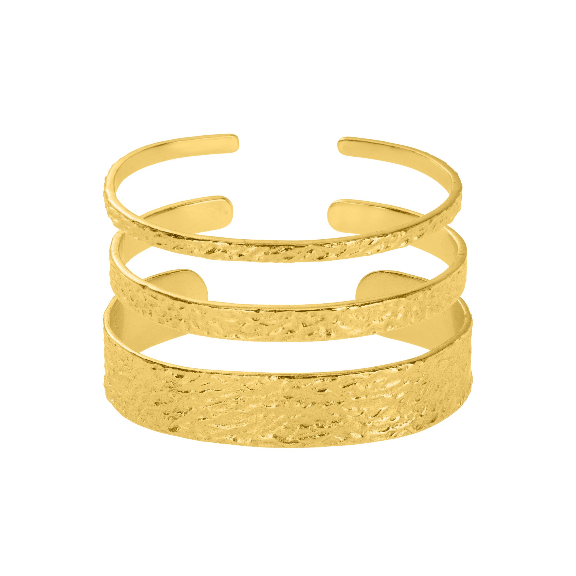 3 piece hammered cuff stack: The Rayna