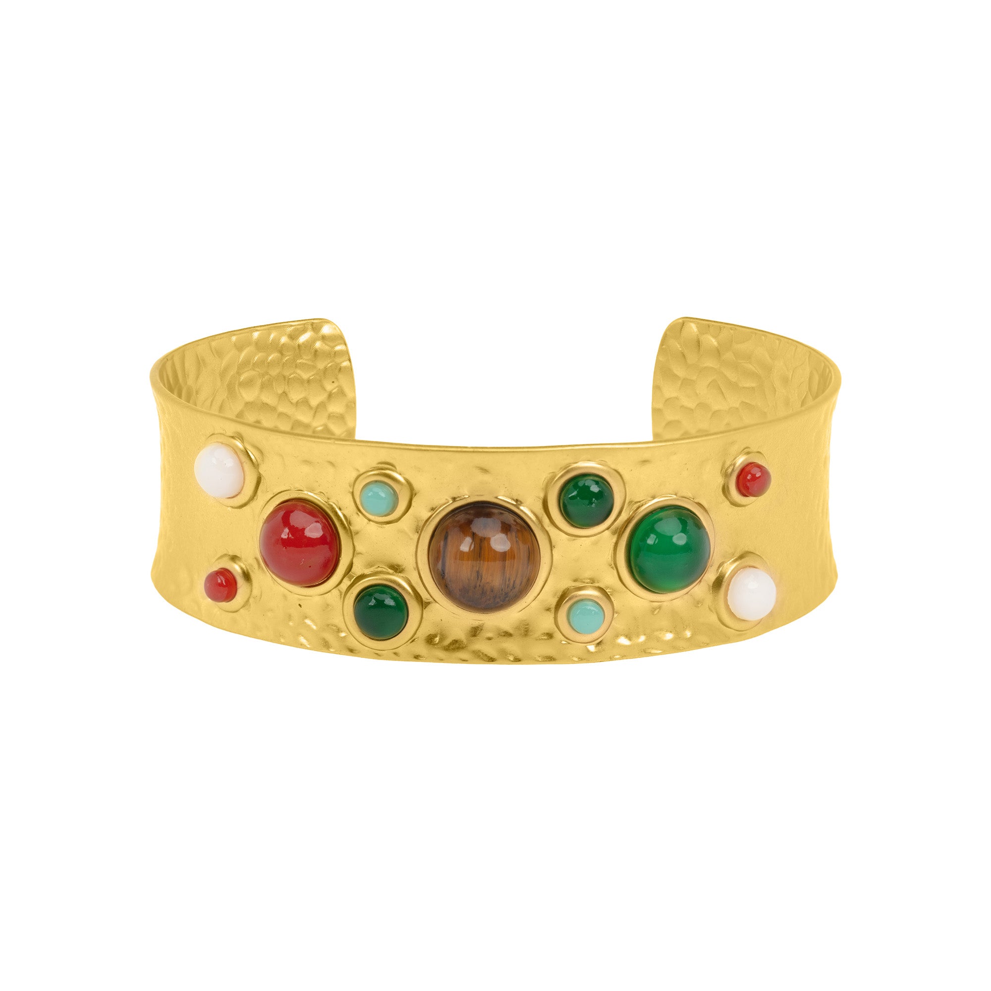Multi Gemstone Hammered Cuff: The Yasmine