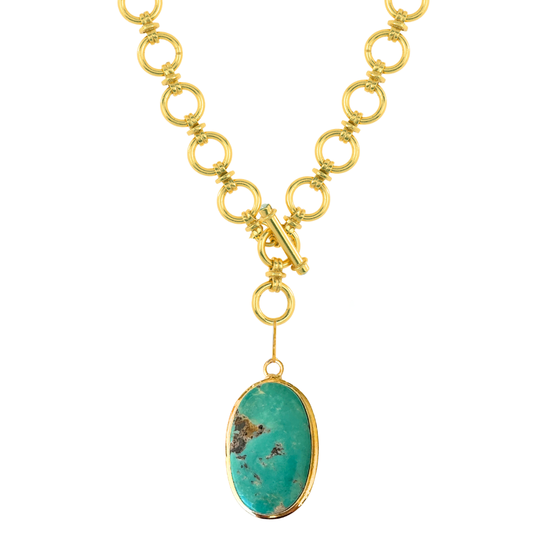 18k Gold Vermeil Chunky Link T-Bar Necklace: The Willow