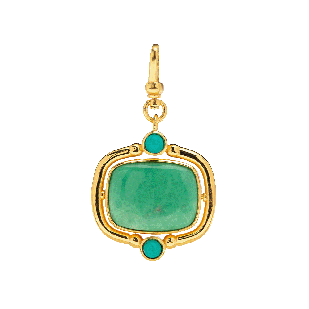 The Odette: 4-in-1 Cushion Gemstone Charm (Lizardite and Arizona Turquoise)