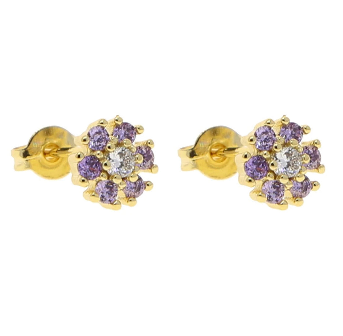 Dainty Gemstone Flower Studs: The Alysia