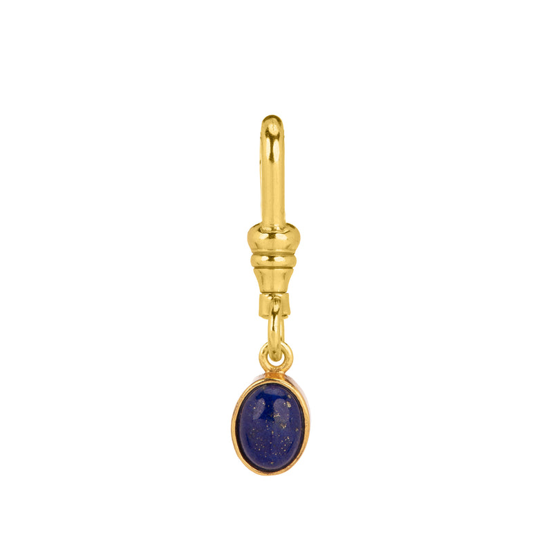 Mini Plain Bezel Oval Gemstone Charm (Lapis Lazuli)