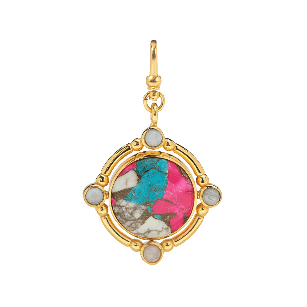 The Odette: Turquoise & Compressed Stone  4-in-1 Reversible/Flippable Charm