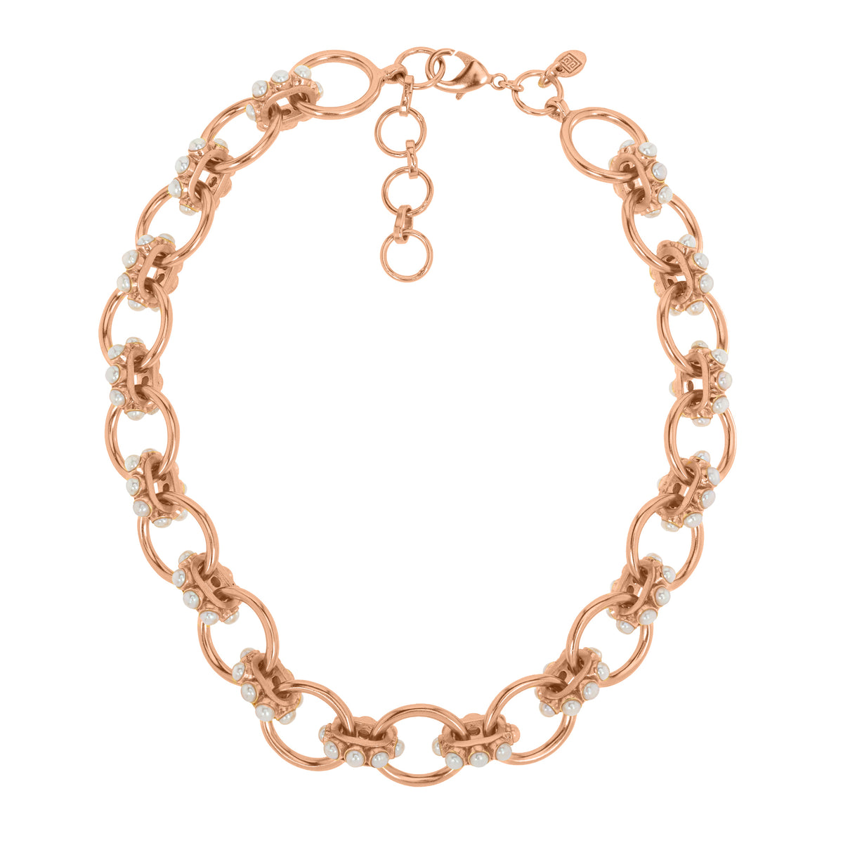 Chunky Link Gold Necklace With Pearl: The Nicola