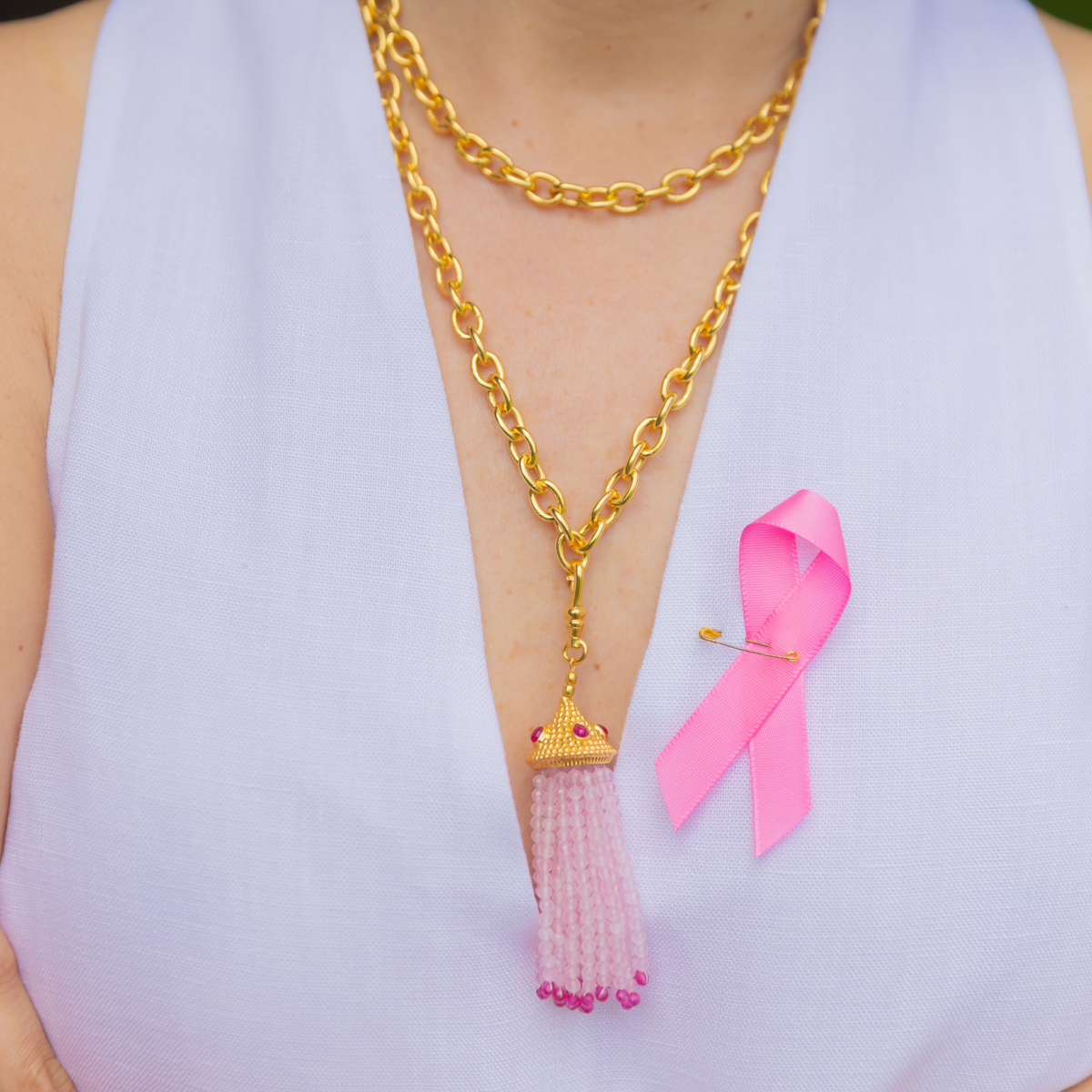 Strawberry Quartz & Pink Chalcedony Maxi Tassel: The Odessa