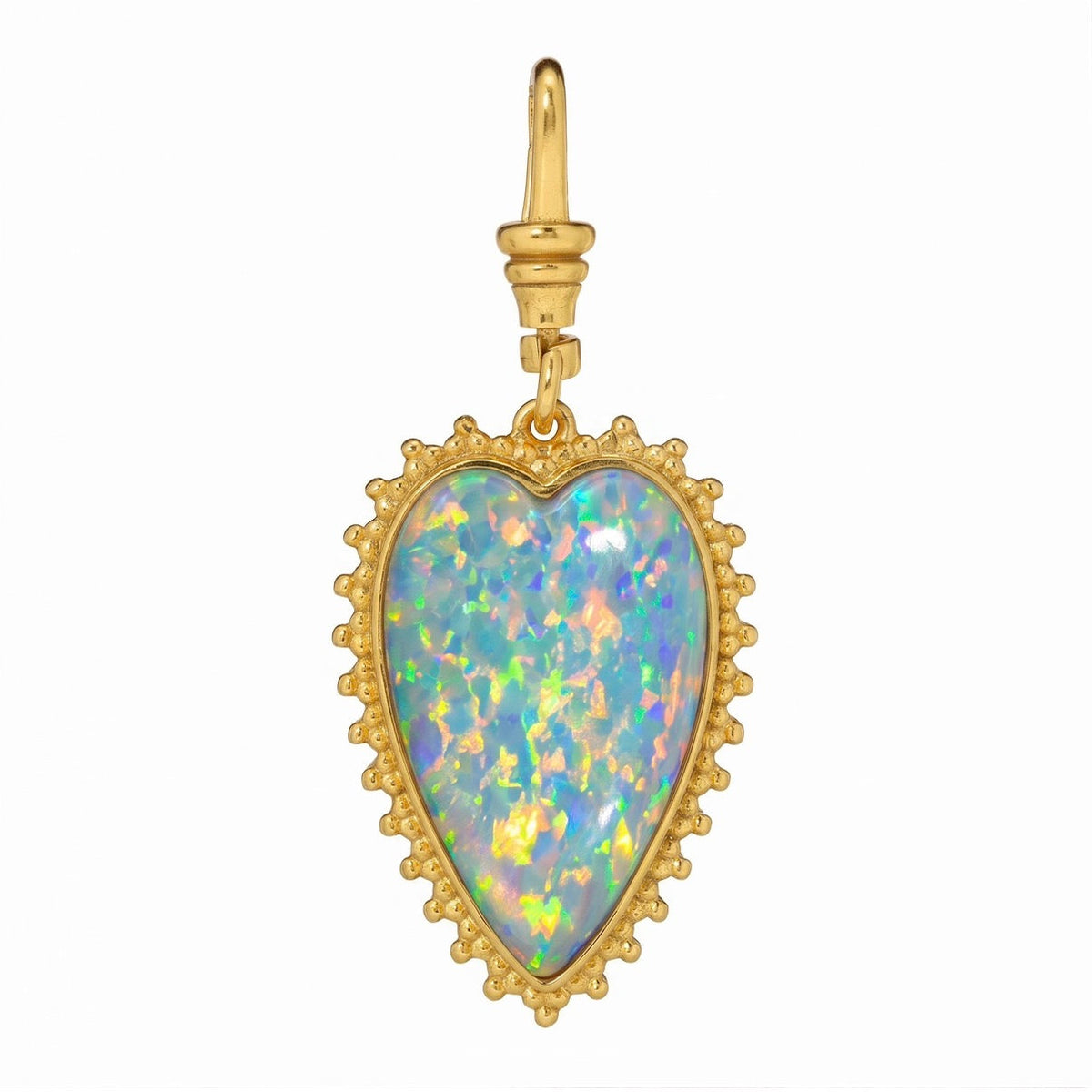 Large Elongated Opal Sunburst Reversible Puffy Heart Charm: The Kylie