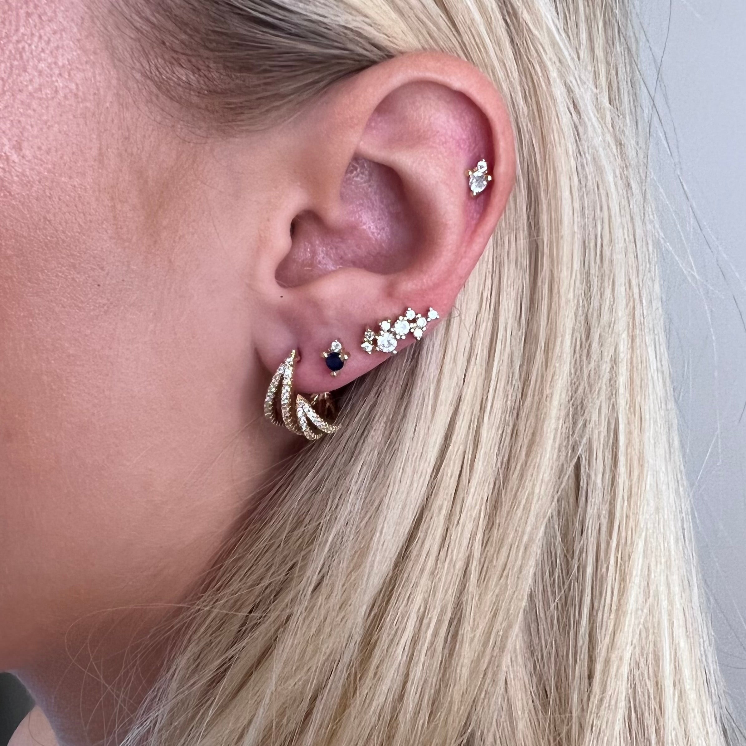 5 for 60% Off - Sterling Silver White Topaz Huggie Hoops: The Anna