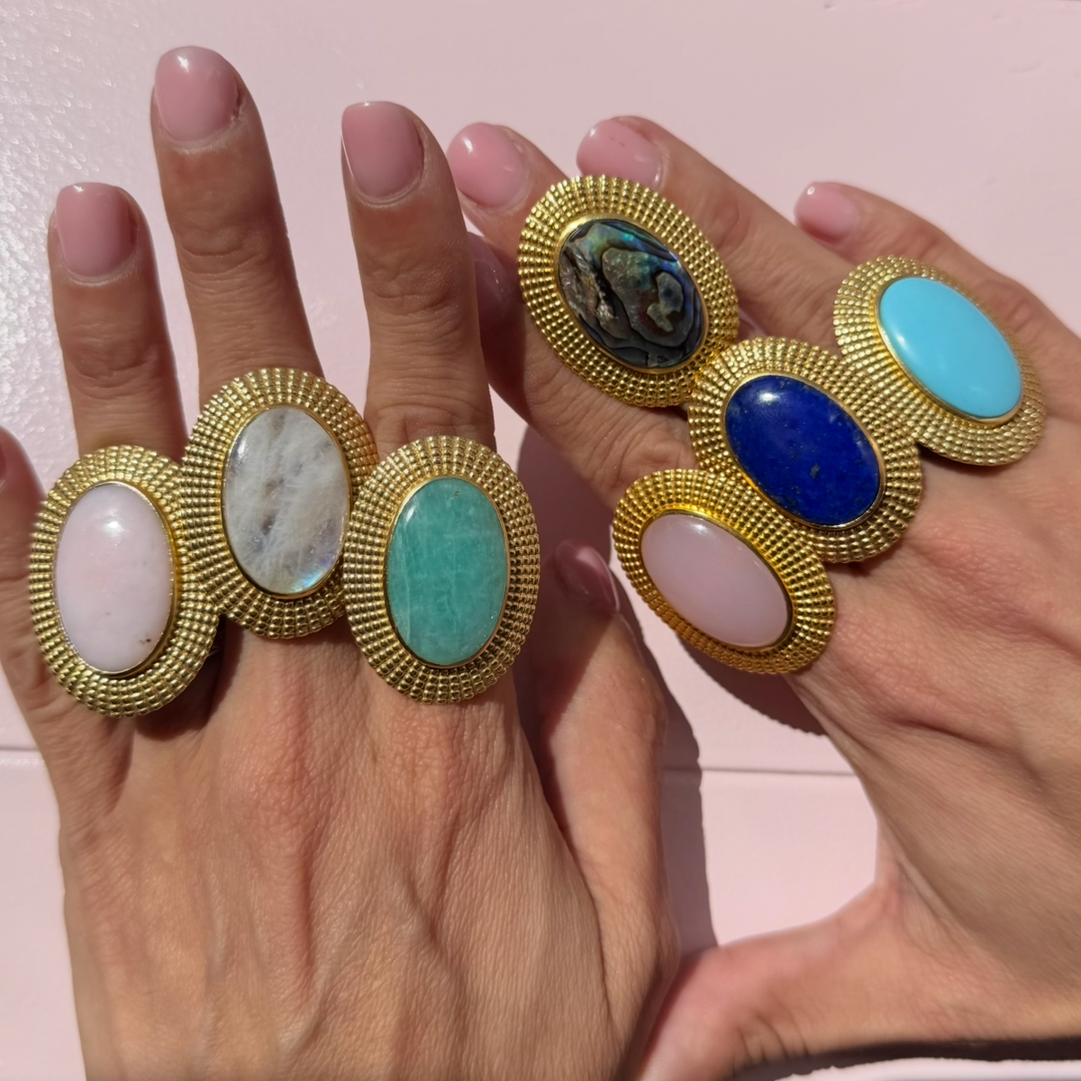 Large Oval Amazonite Ring: The Cleopatra