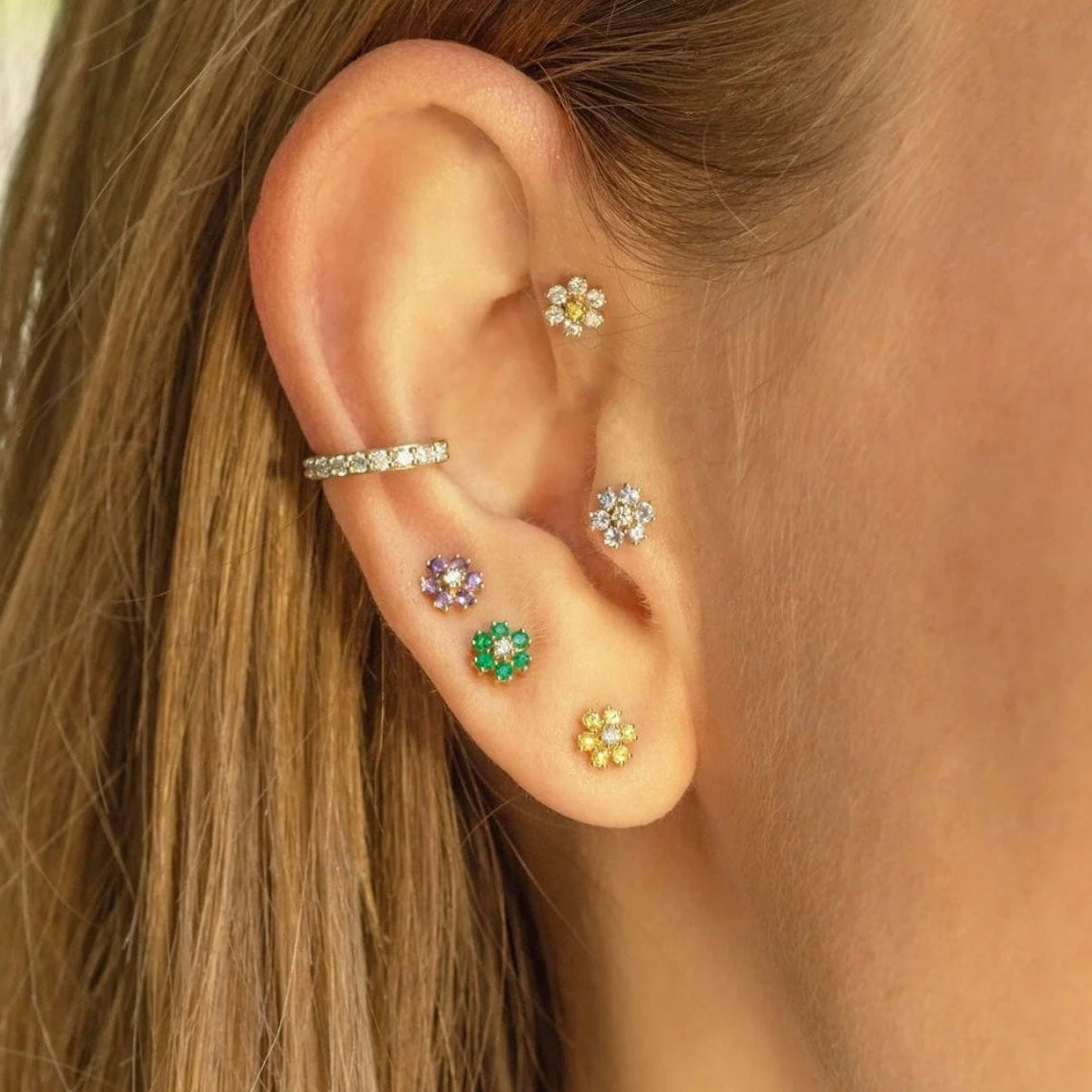 Dainty Gemstone Flower Studs: The Alysia