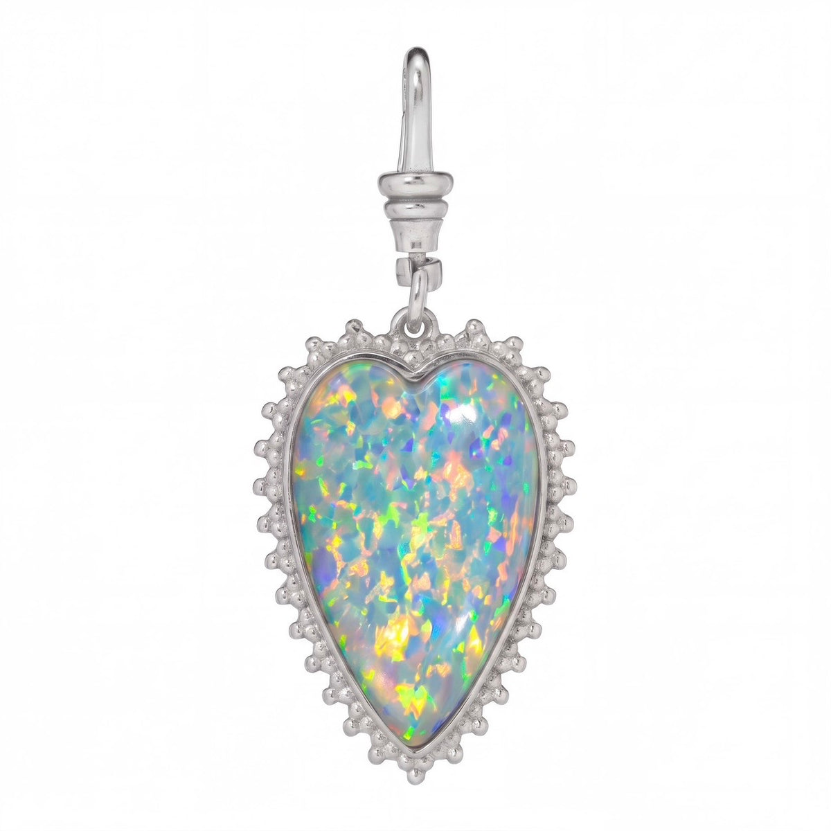 Large Elongated Opal Sunburst Reversible Puffy Heart Charm: The Kylie