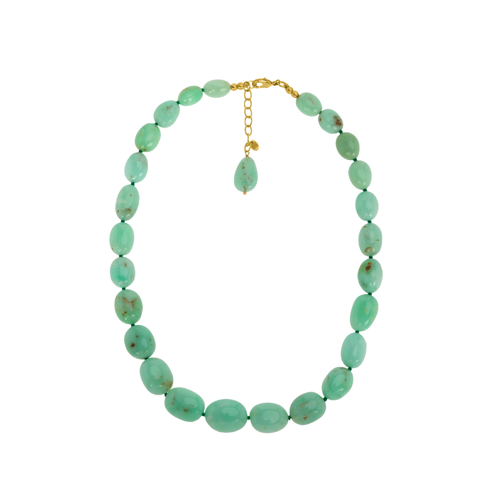 Natural, Tumbled Australian Chrysoprase Necklace: The Erika