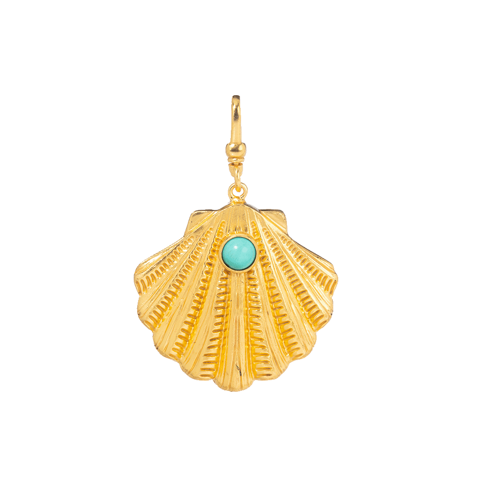 The Ariel: Turquoise & Pearl Reversible Shell Charm