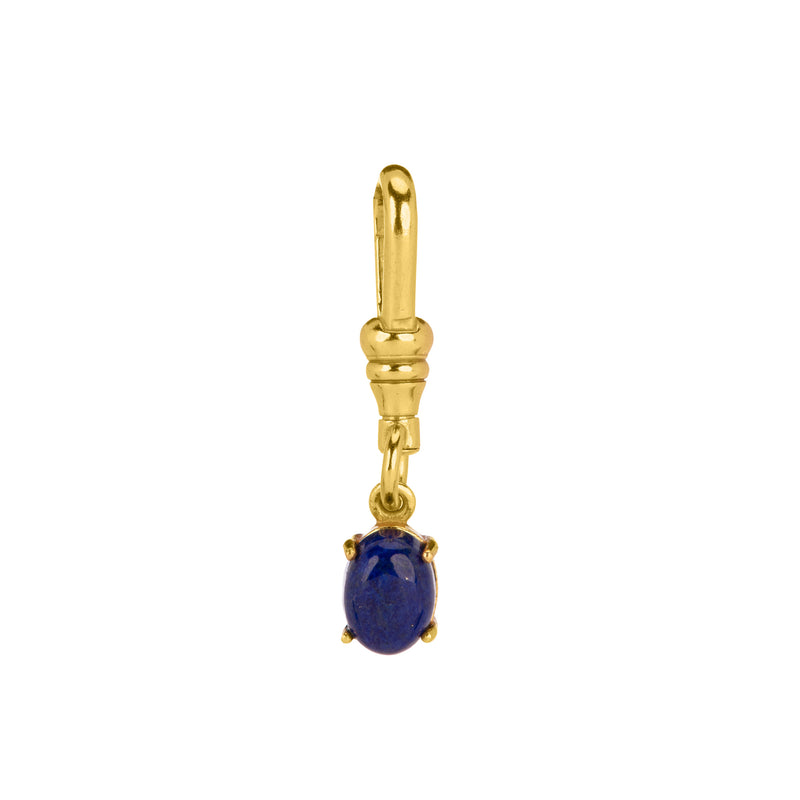 Mini Prong Oval Gemstone Charm (Lapis Lazuli)