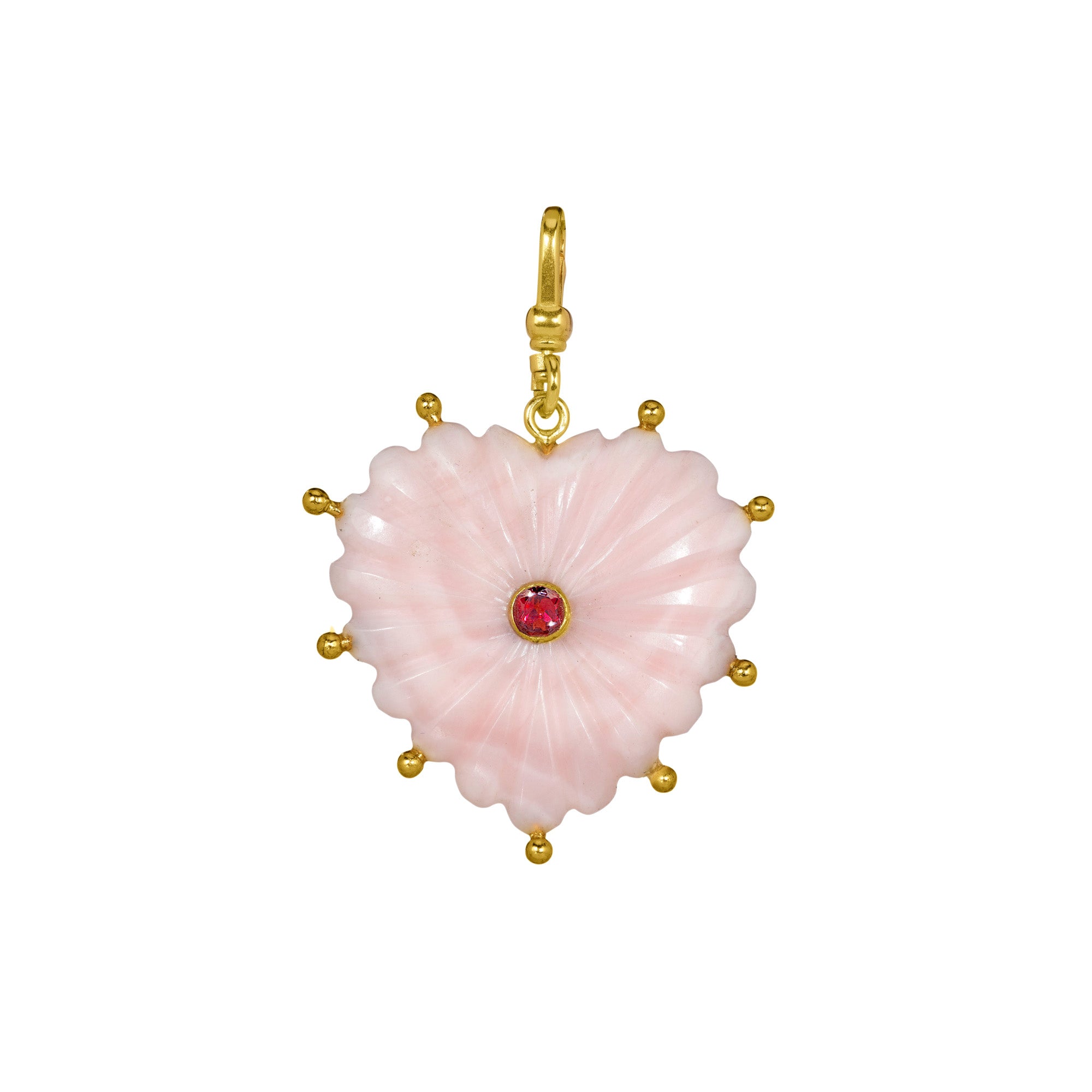 The Mabel: Reversible Carved Pink Opal Heart