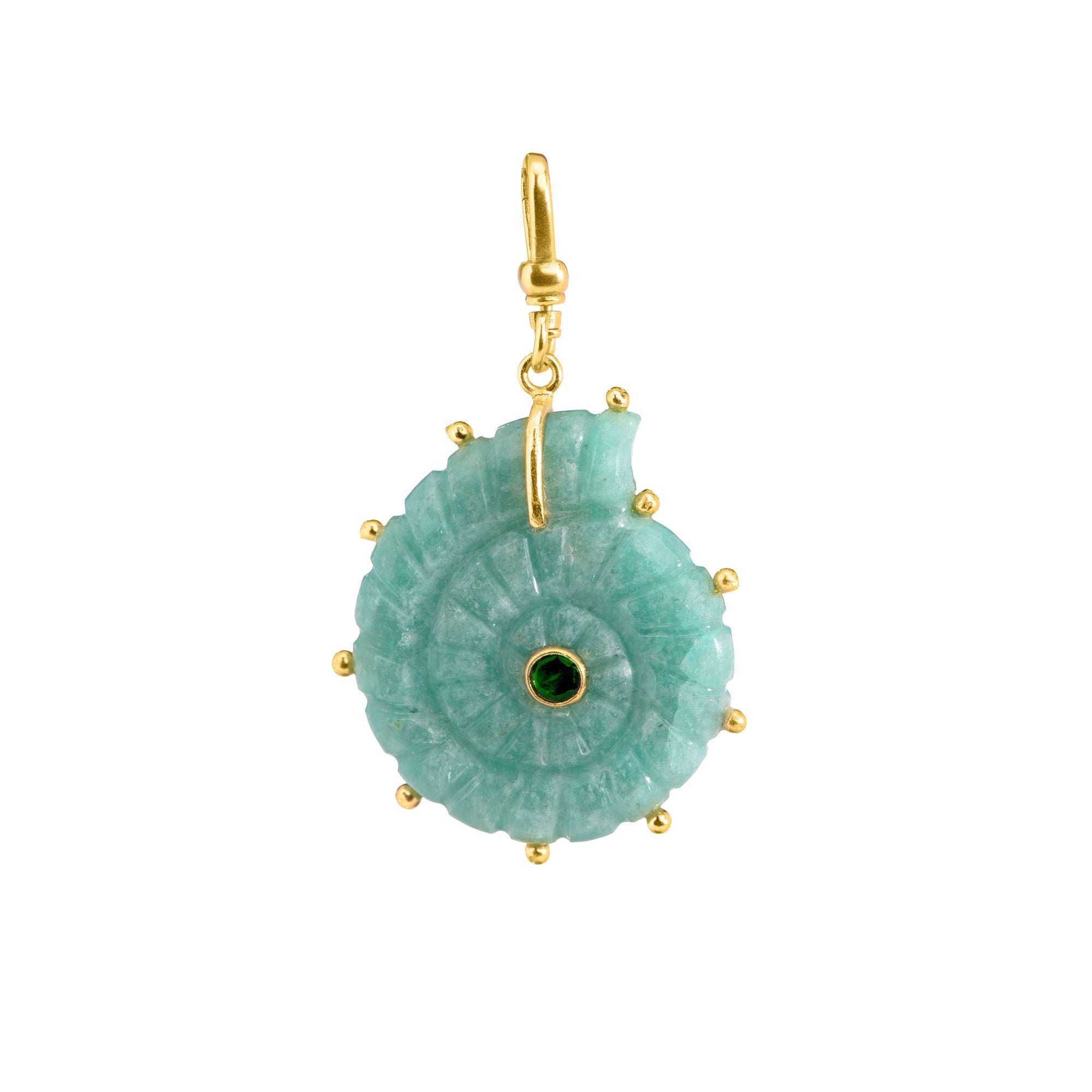 The Marina: Amazonite Reversible Carved Ammonite Shell