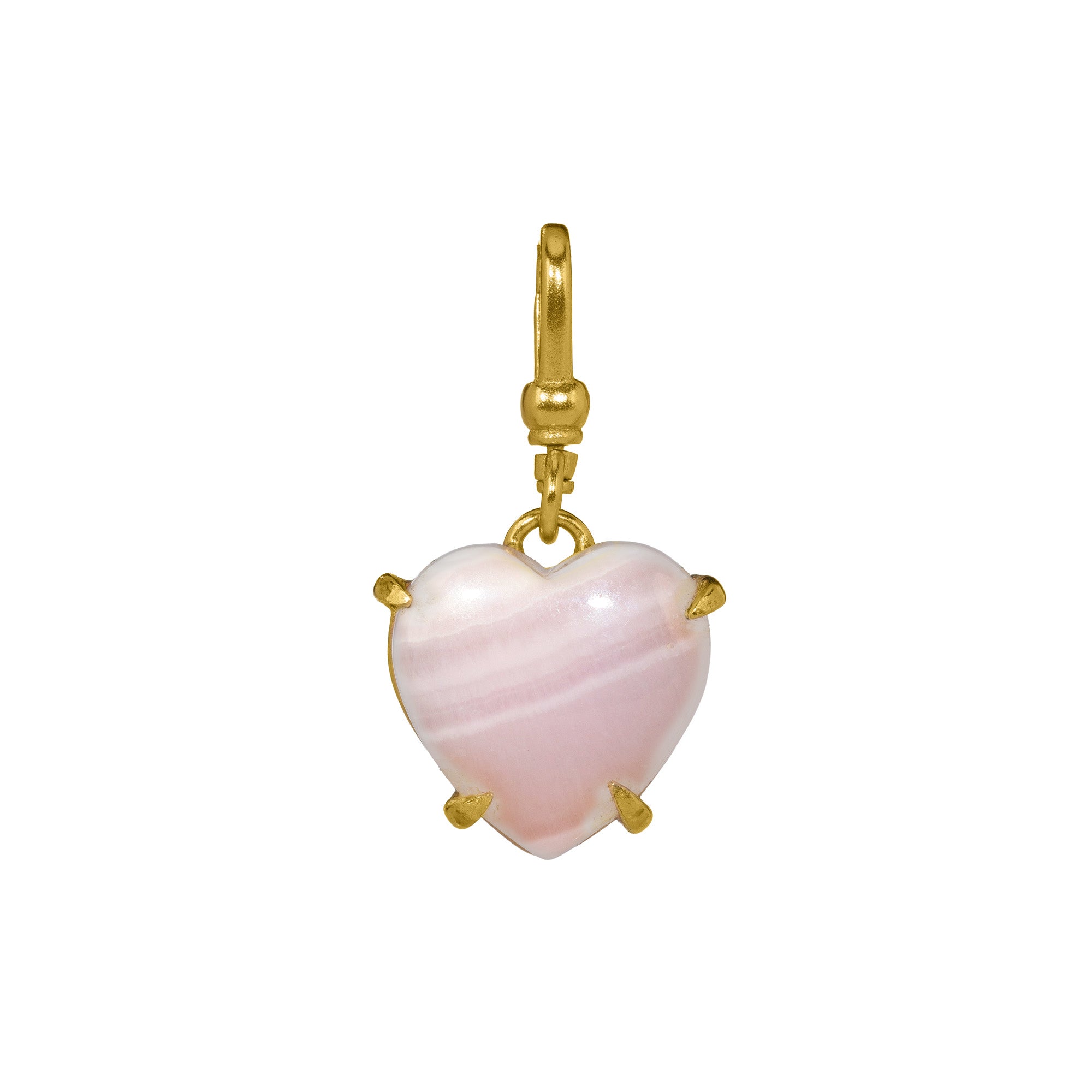 Small Pink Aragonite Love Heart Charm